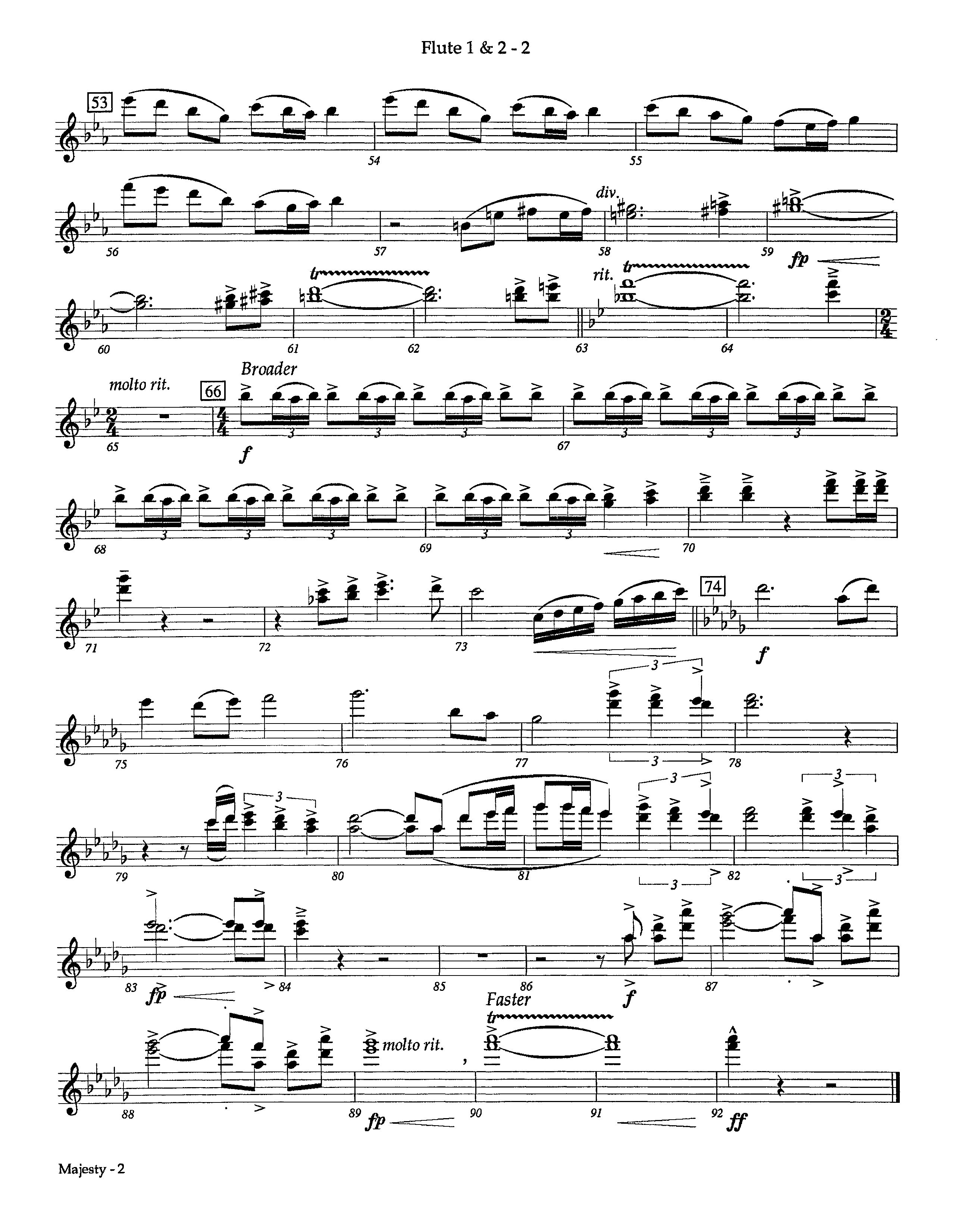 Majesty (Instrumental) Flute 1/2 (Lifeway Worship / Arr. Richard Kingsmore)