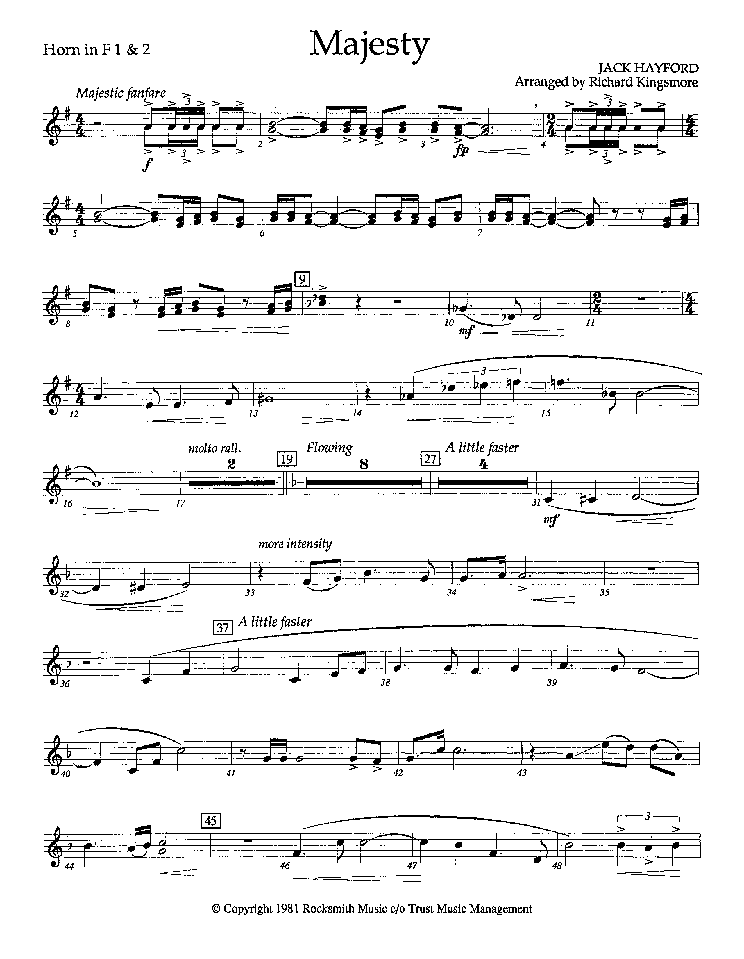 Majesty (Instrumental) French Horn 1/2 (Lifeway Worship / Arr. Richard Kingsmore)