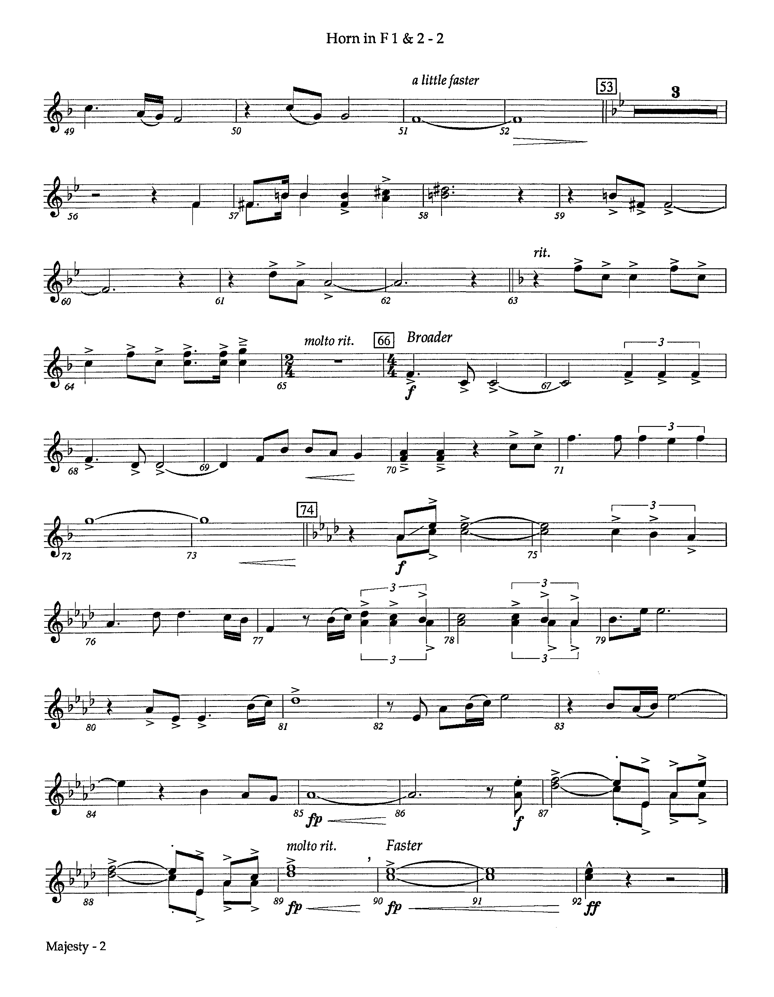 Majesty (Instrumental) French Horn 1/2 (Lifeway Worship / Arr. Richard Kingsmore)