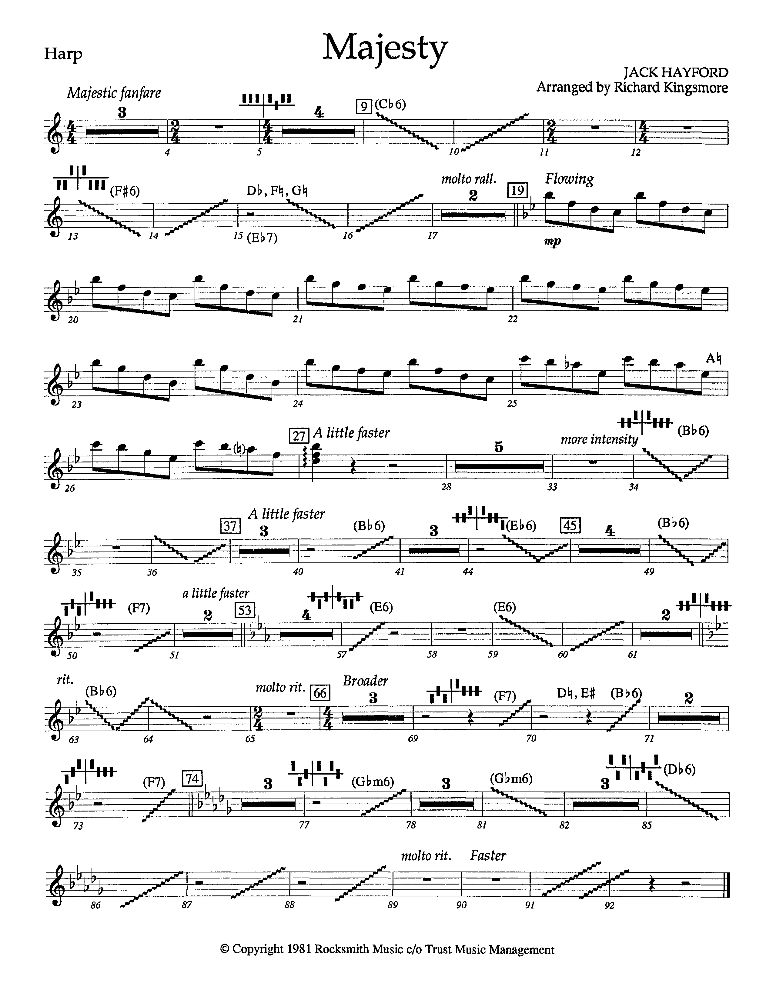 Majesty (Instrumental) Harp (Lifeway Worship / Arr. Richard Kingsmore)