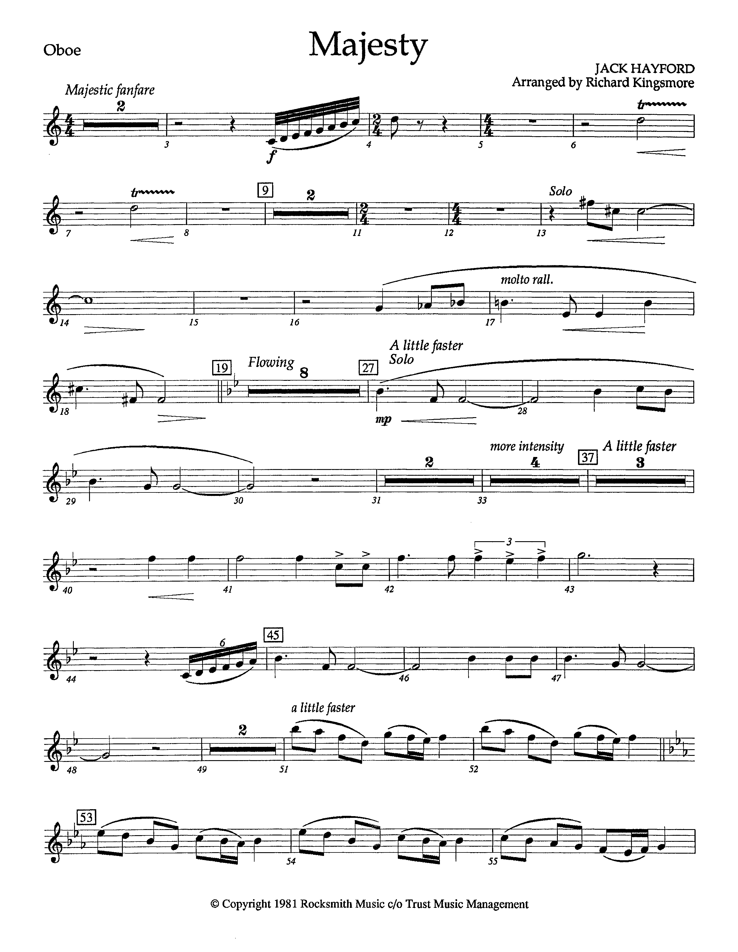 Majesty (Instrumental) Oboe (Lifeway Worship / Arr. Richard Kingsmore)
