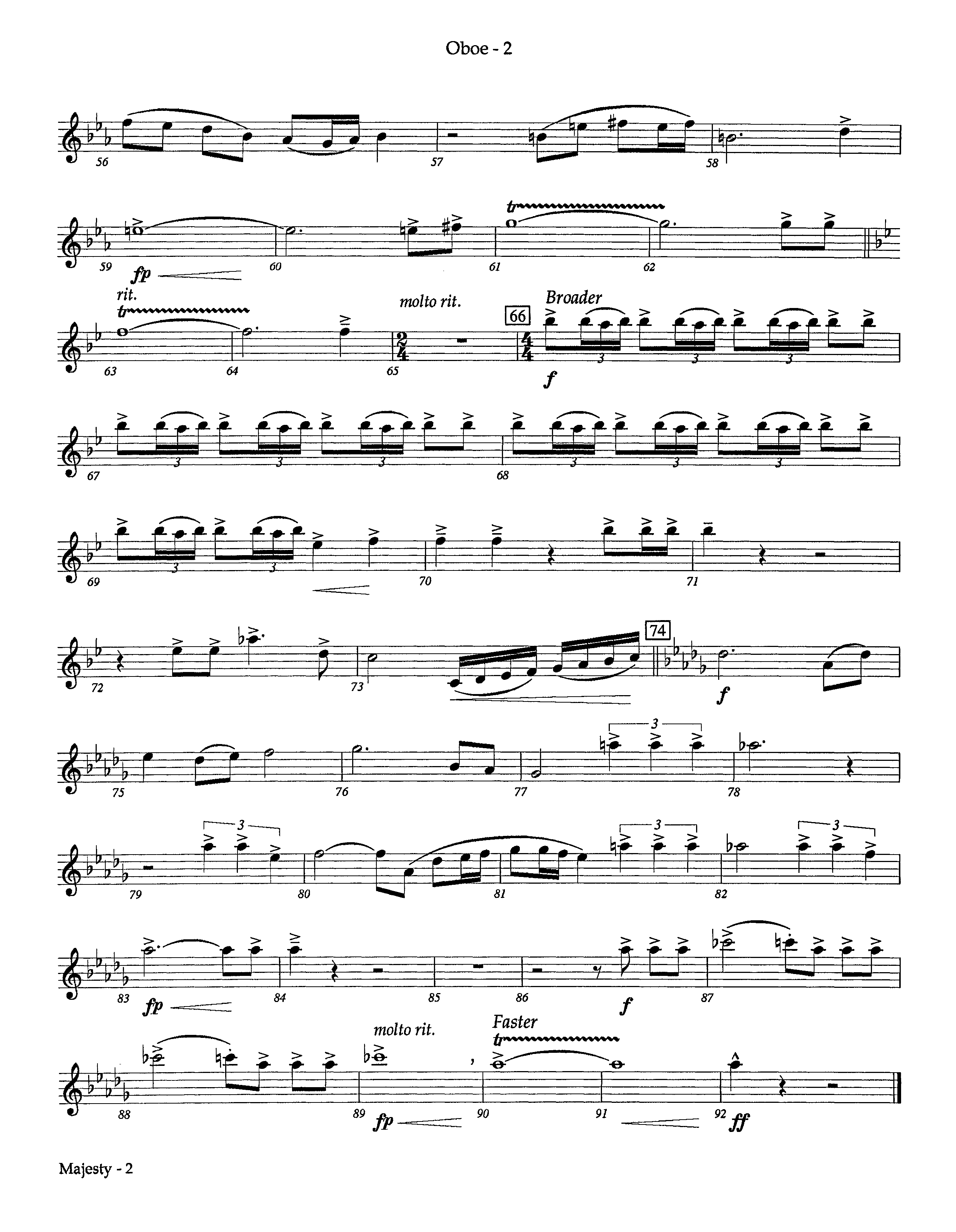 Majesty (Instrumental) Oboe (Lifeway Worship / Arr. Richard Kingsmore)