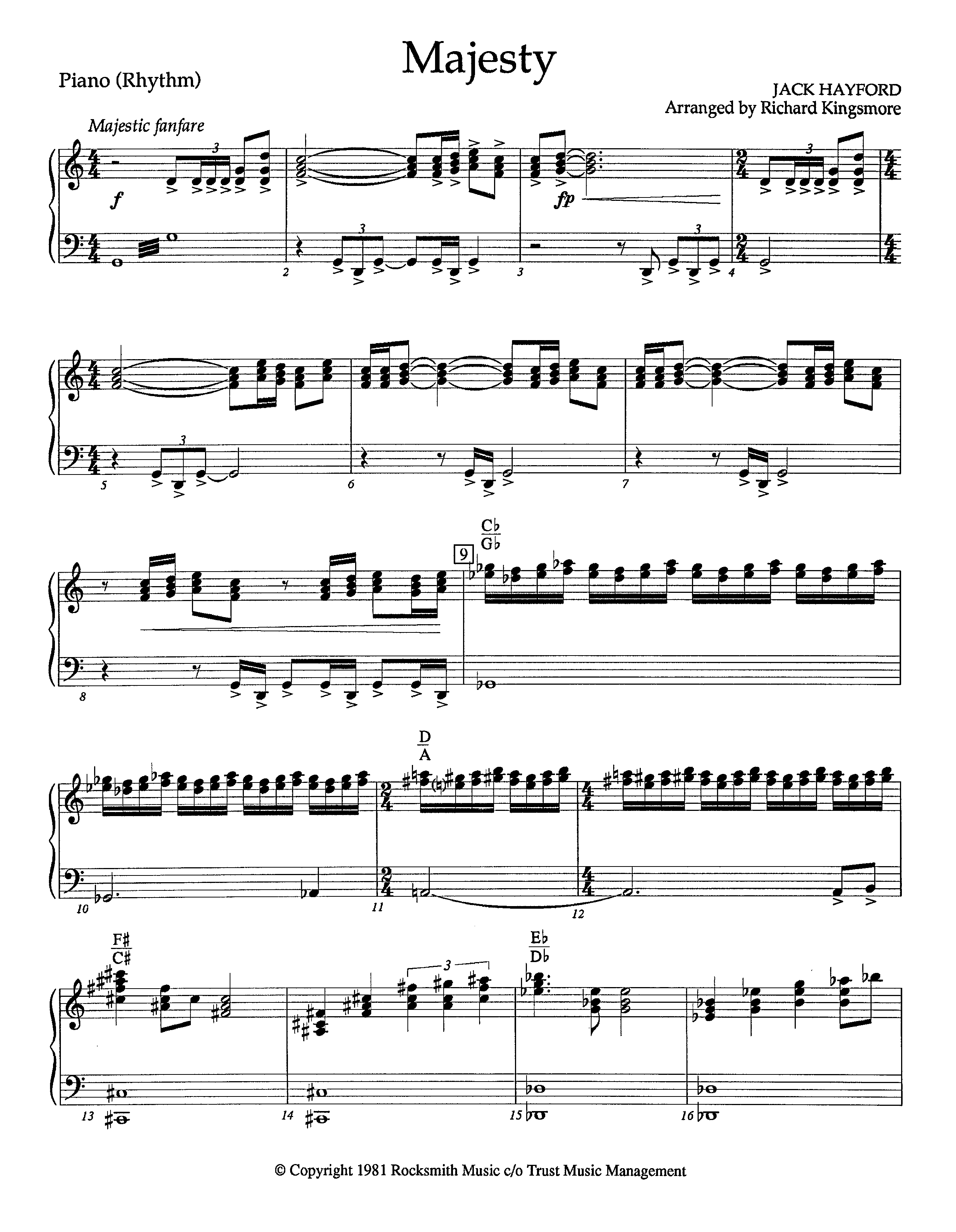 Majesty (Instrumental) Piano Sheet (Lifeway Worship / Arr. Richard Kingsmore)