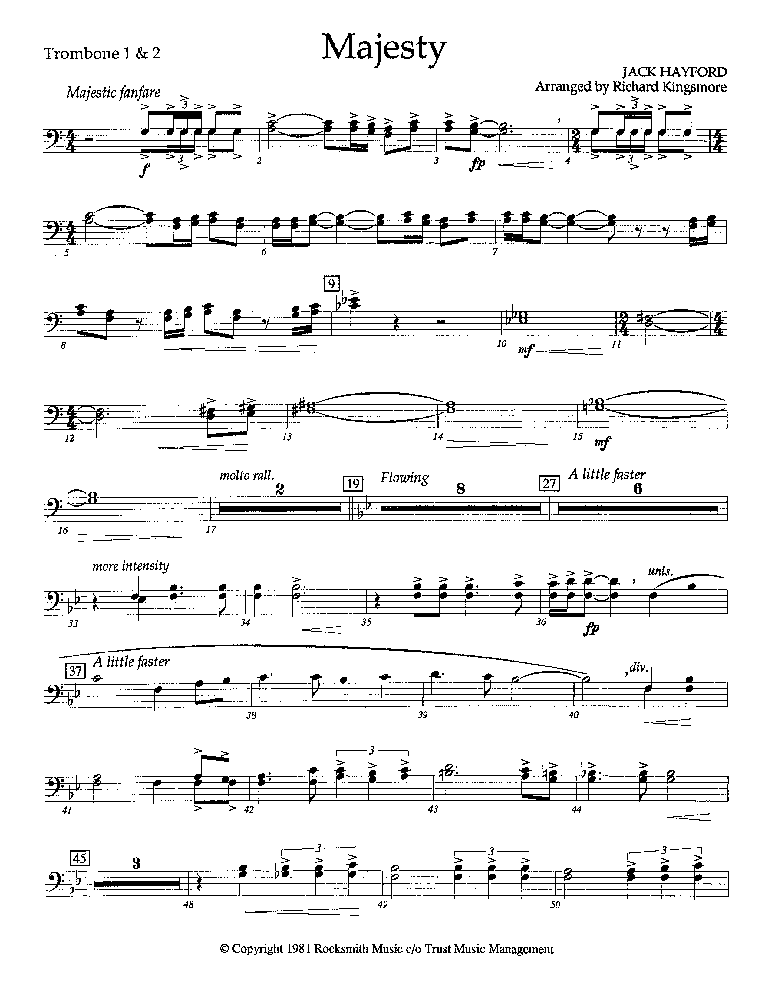 Majesty (Instrumental) Trombone 1/2 (Lifeway Worship / Arr. Richard Kingsmore)