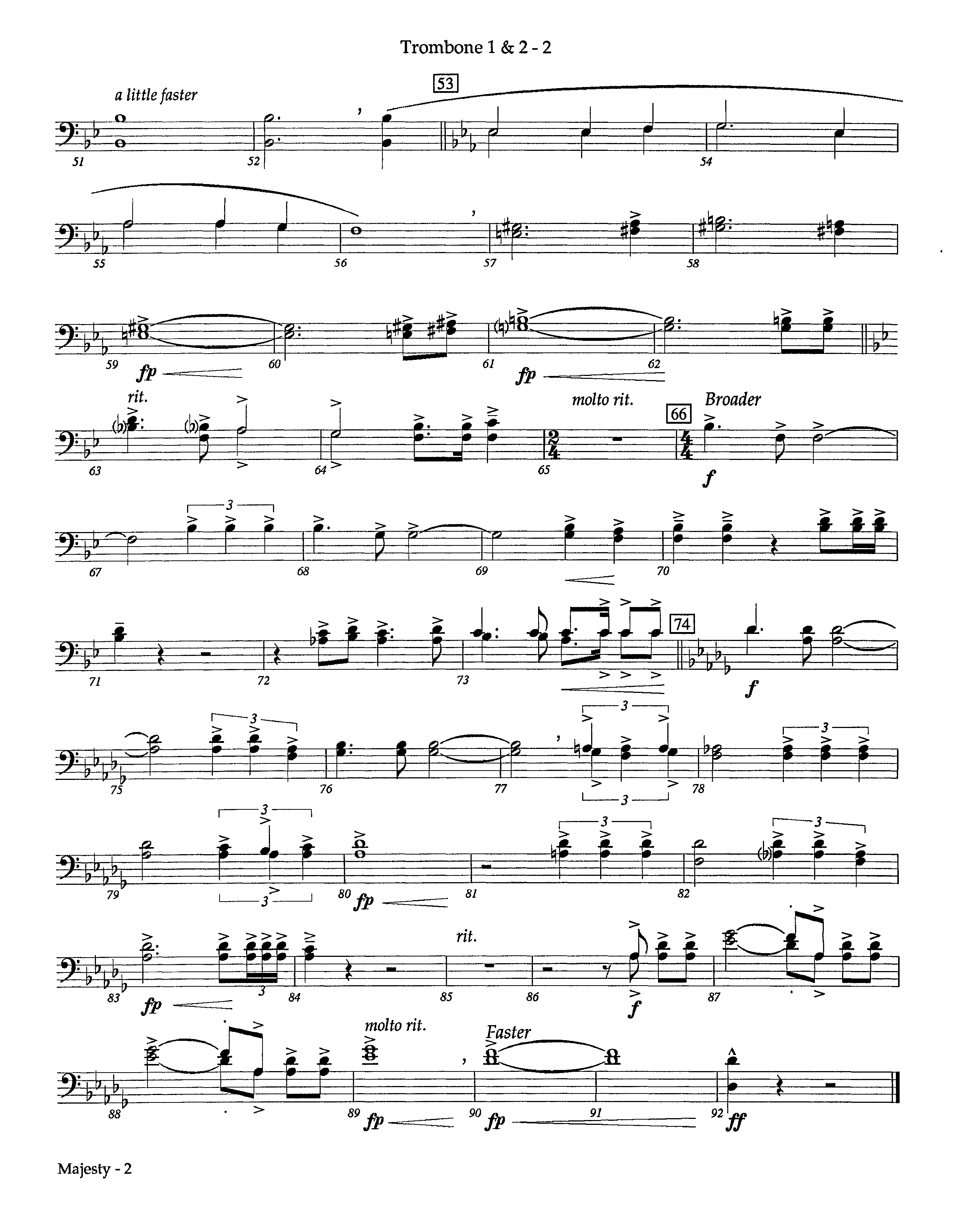 Majesty (Instrumental) Trombone 1/2 (Lifeway Worship / Arr. Richard Kingsmore)