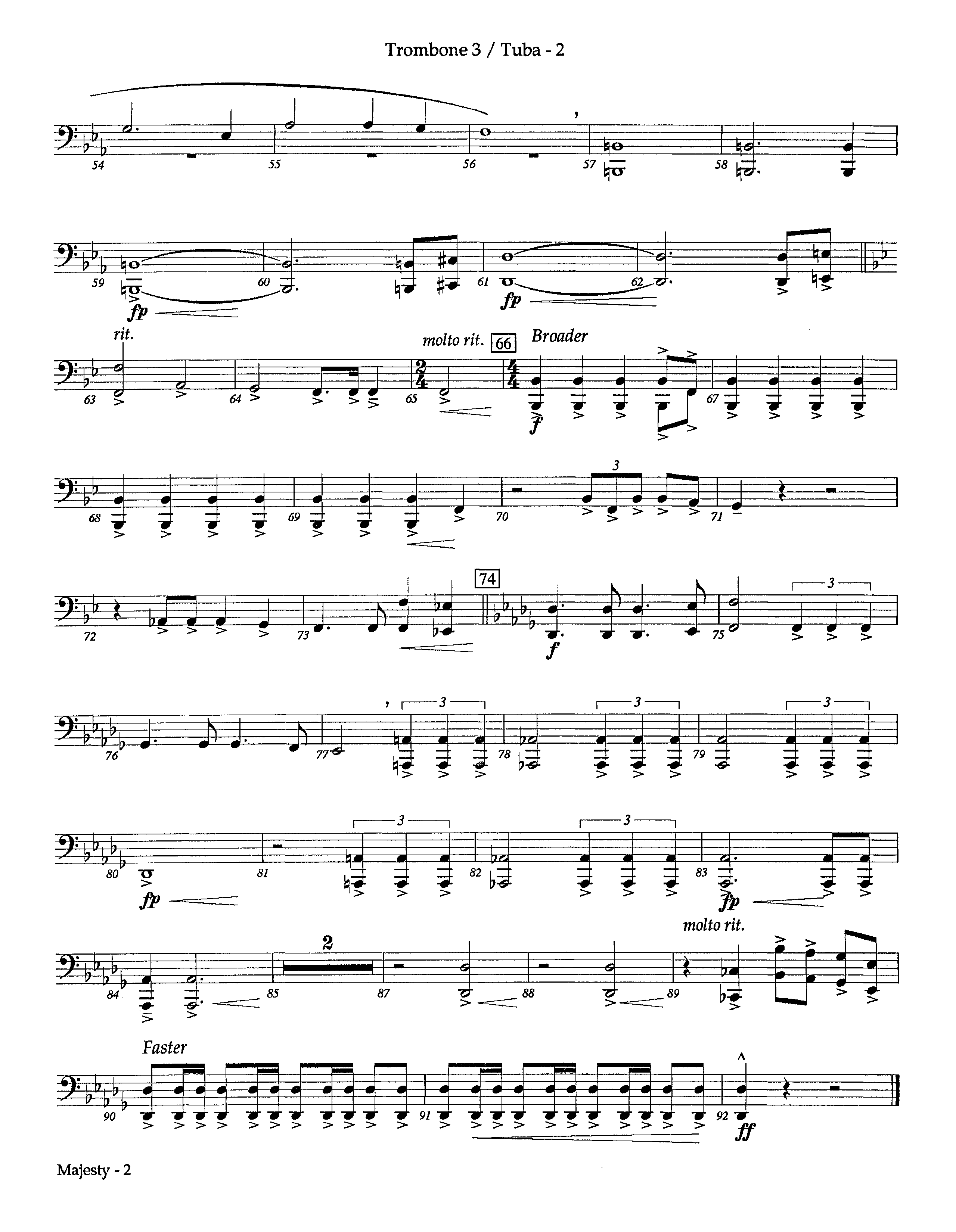 Majesty (Instrumental) Trombone 3/Tuba (Lifeway Worship / Arr. Richard Kingsmore)