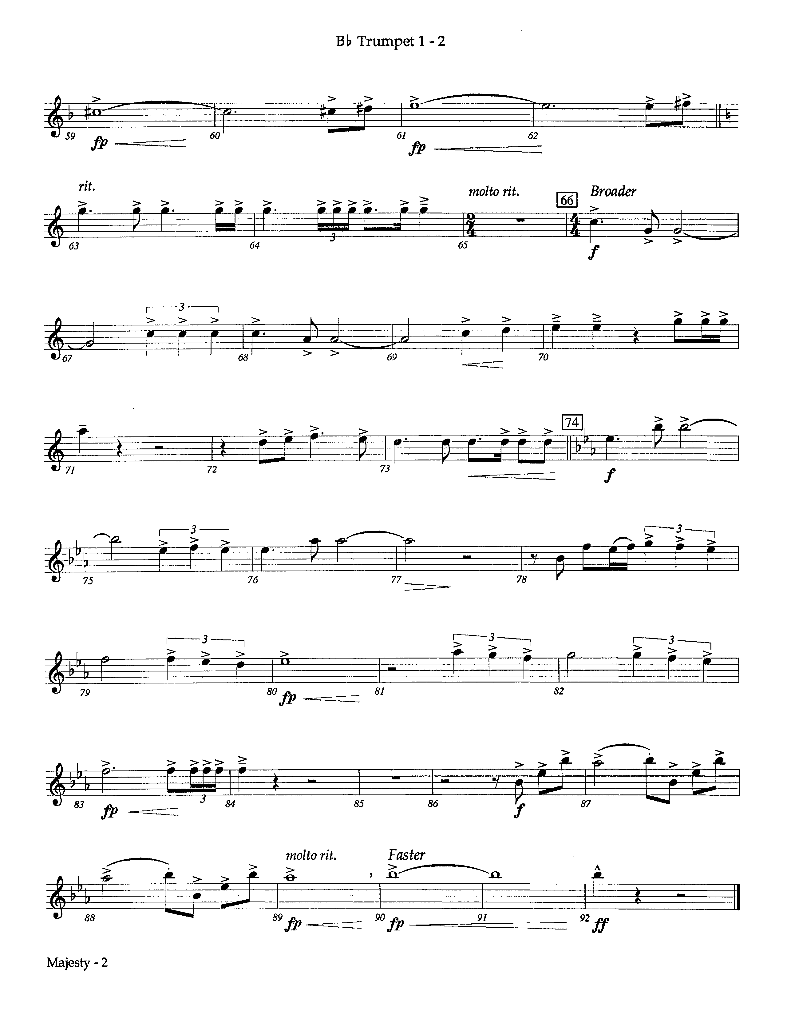 Majesty (Instrumental) Trumpet 1 (Lifeway Worship / Arr. Richard Kingsmore)