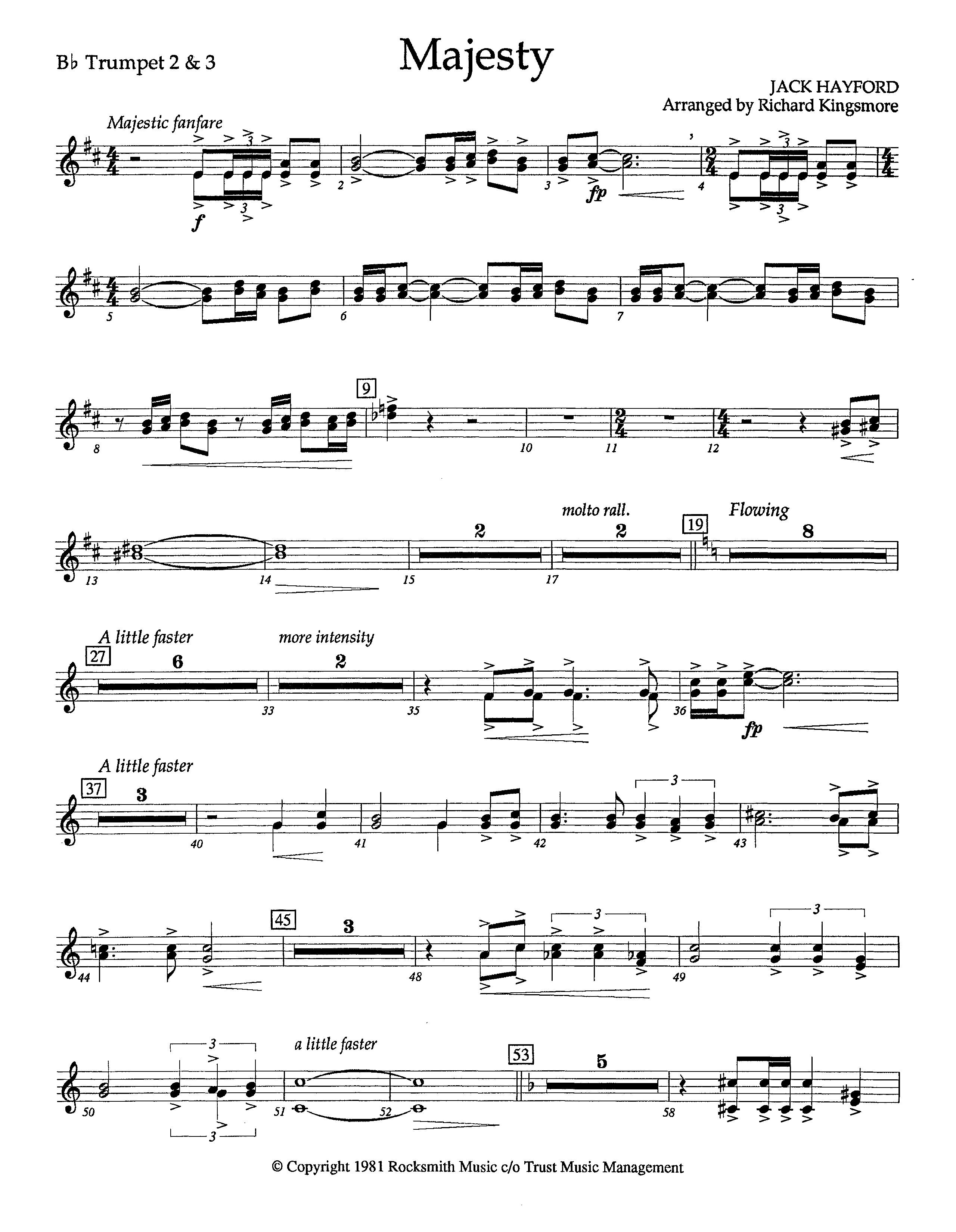 Majesty (Instrumental) Trumpet 2/3 (Lifeway Worship / Arr. Richard Kingsmore)
