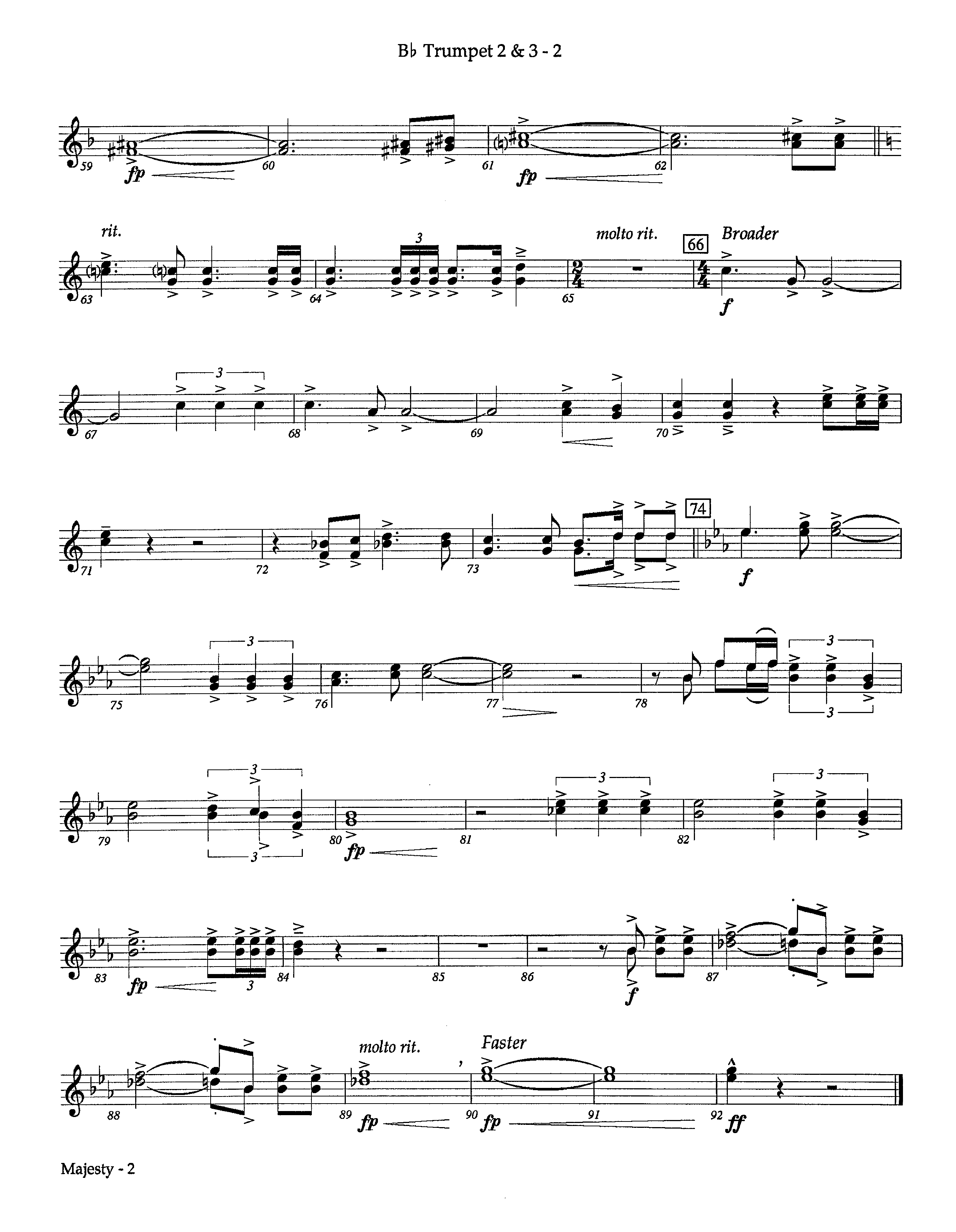 Majesty (Instrumental) Trumpet 2/3 (Lifeway Worship / Arr. Richard Kingsmore)