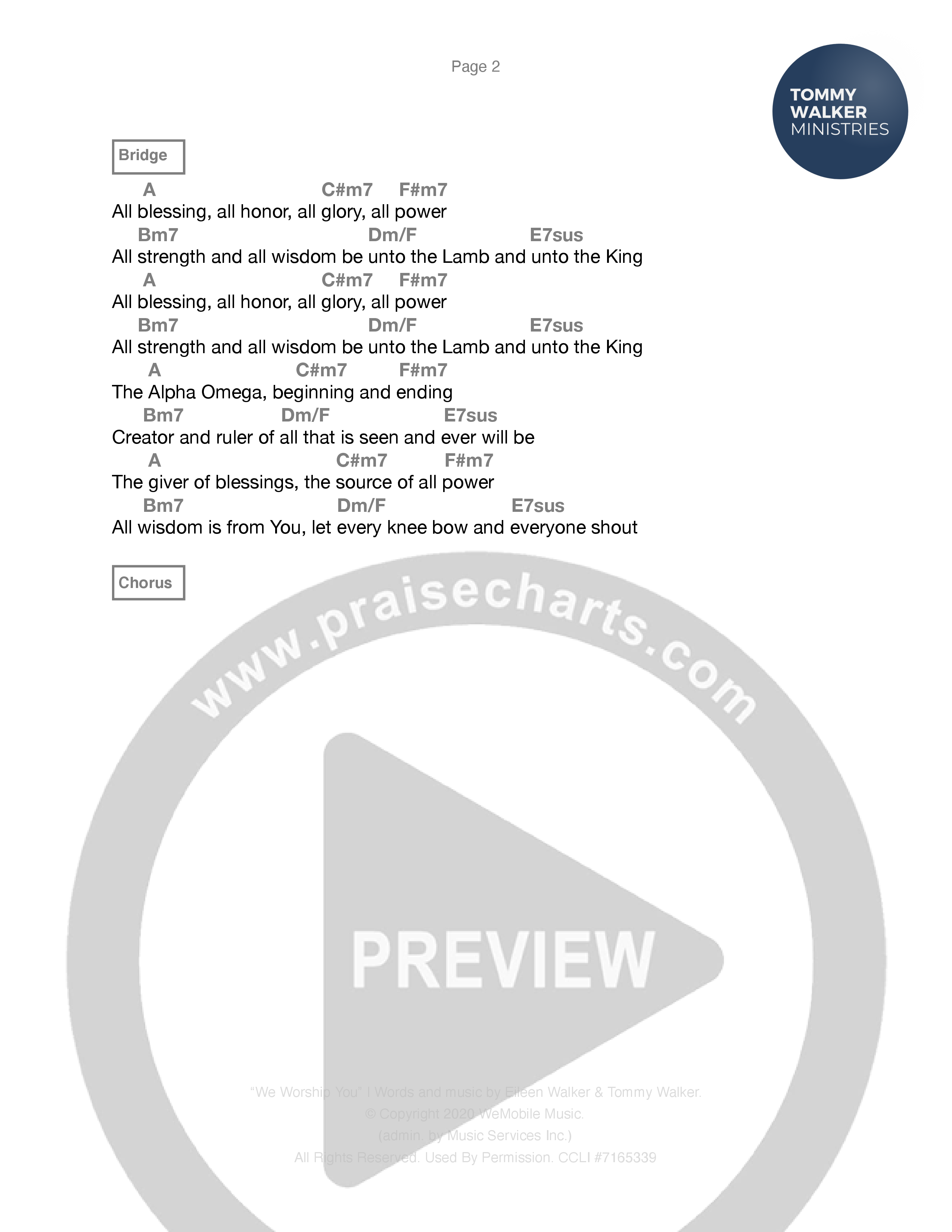 We Worship You Chord Chart (Tommy Walker)
