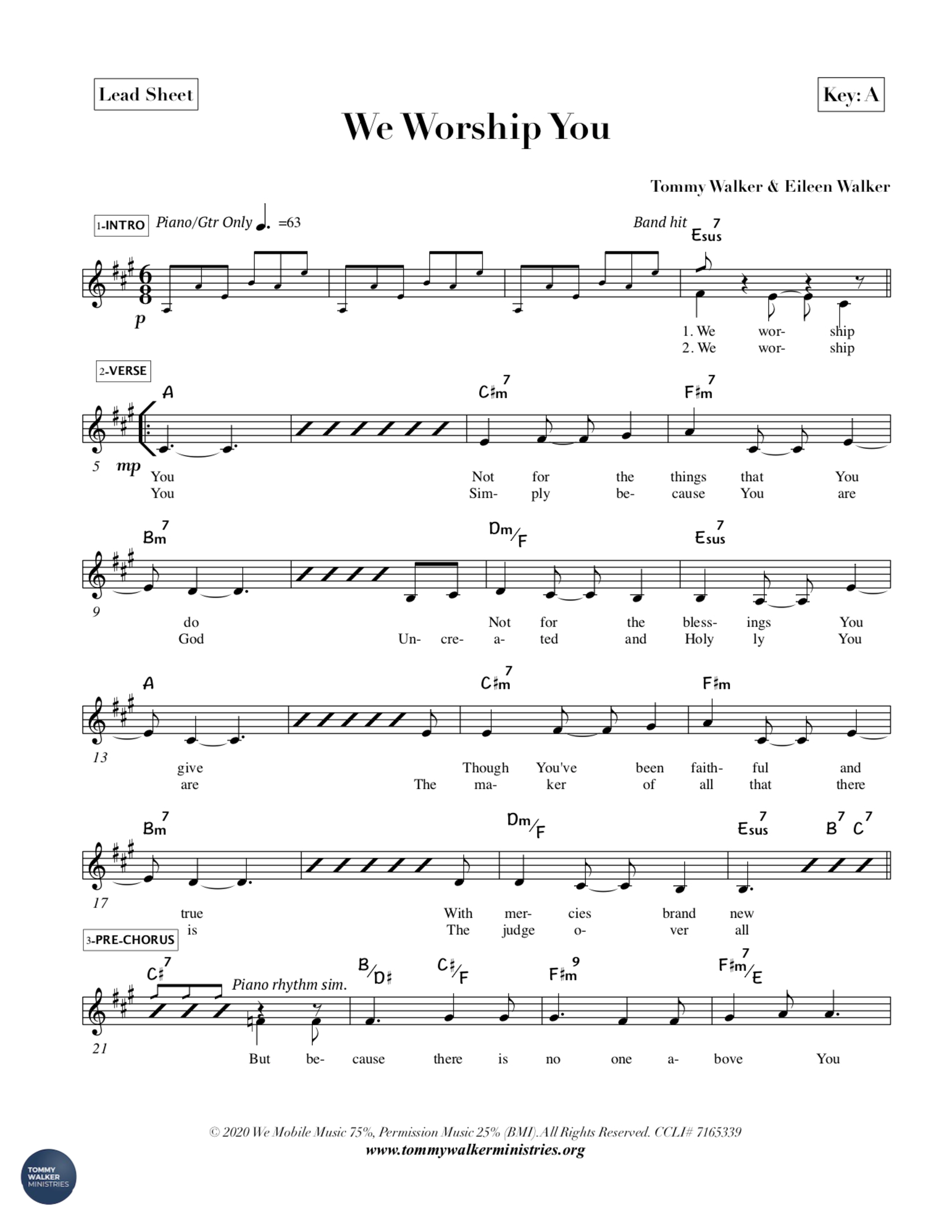 We Worship You Inst. Ensemble (Tommy Walker)