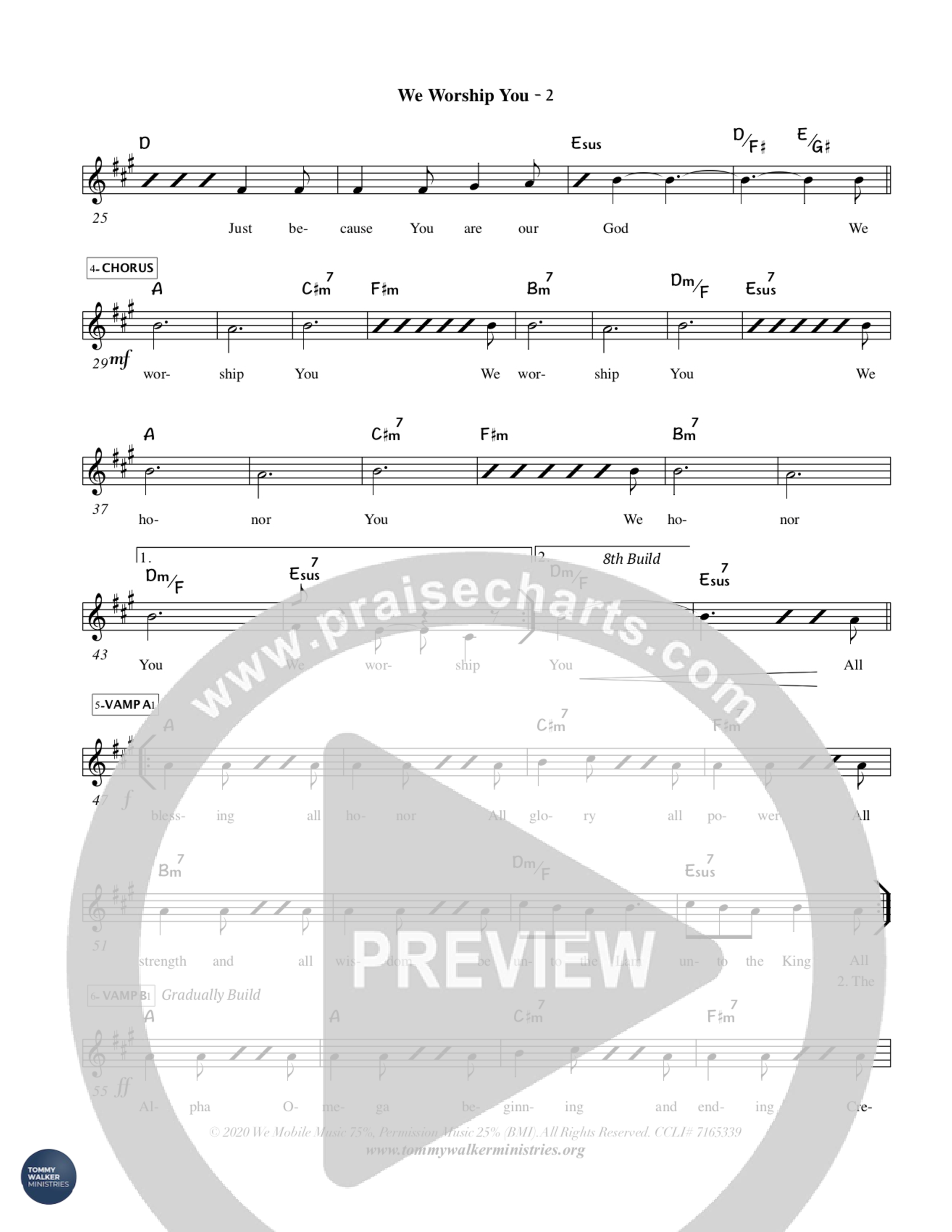 We Worship You Lead Sheet Melody (Tommy Walker)