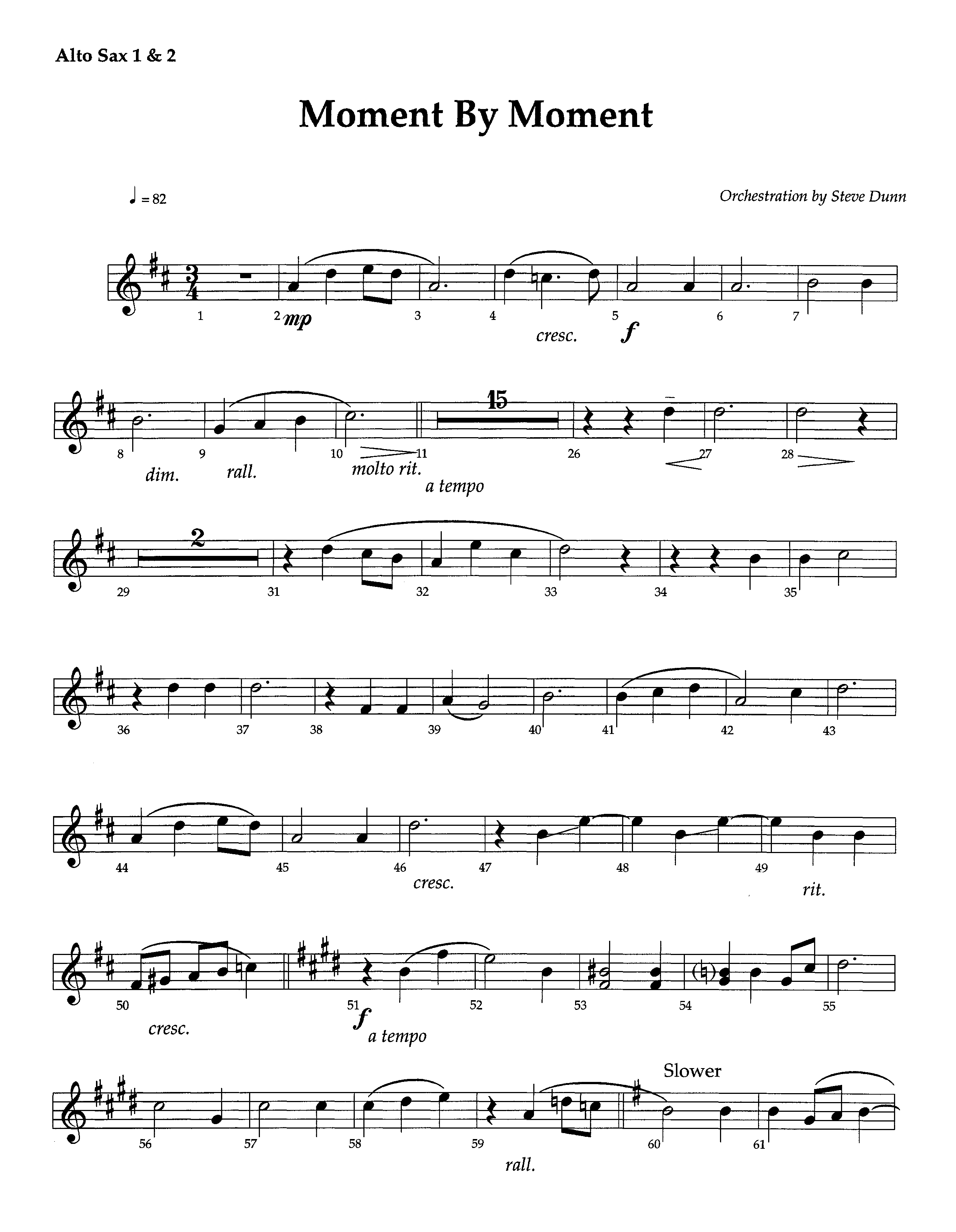 Moment By Moment (Instrumental) Alto Sax 1/2 (Lifeway Worship / Arr. Steve Dunn)