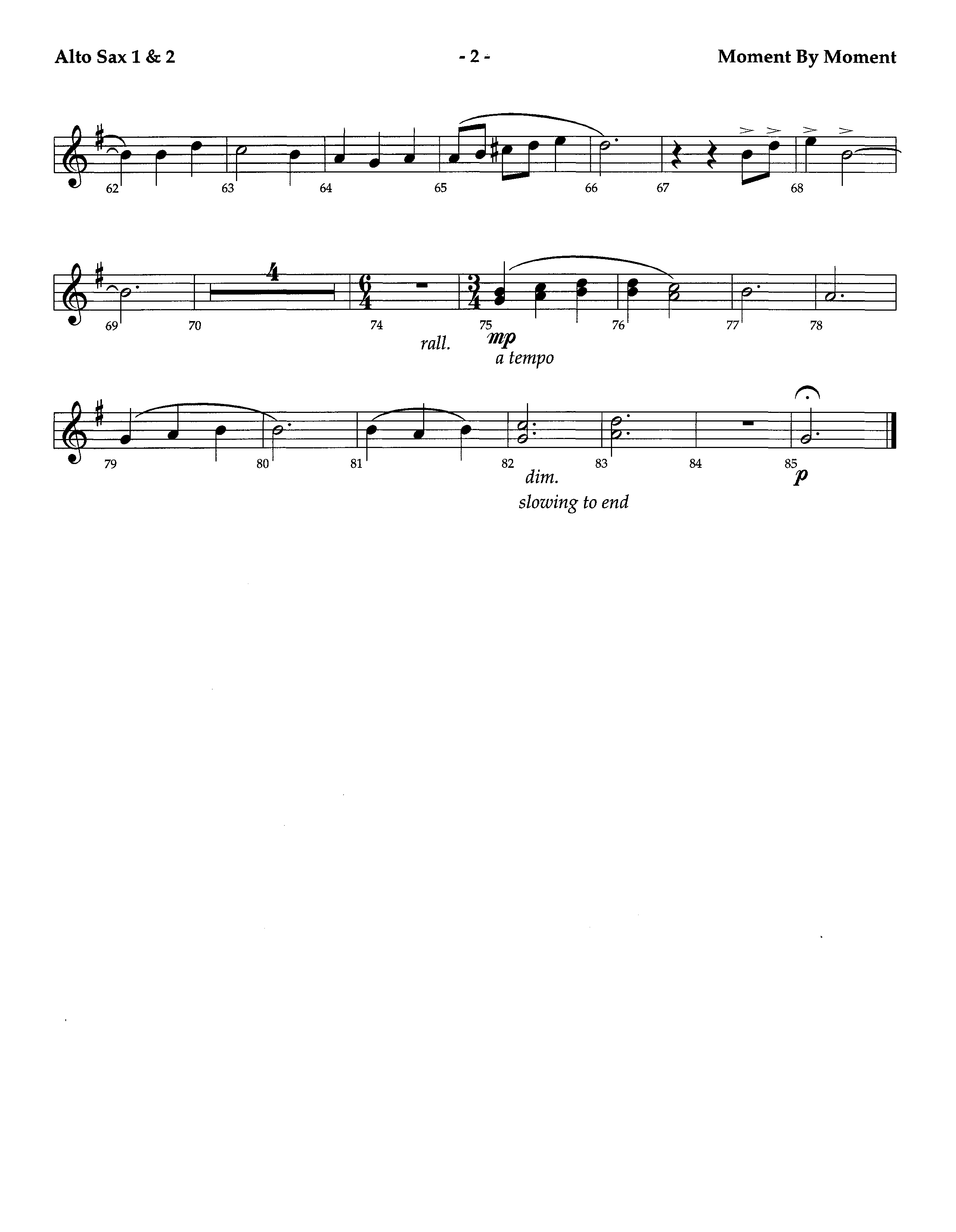 Moment By Moment (Instrumental) Alto Sax 1/2 (Lifeway Worship / Arr. Steve Dunn)