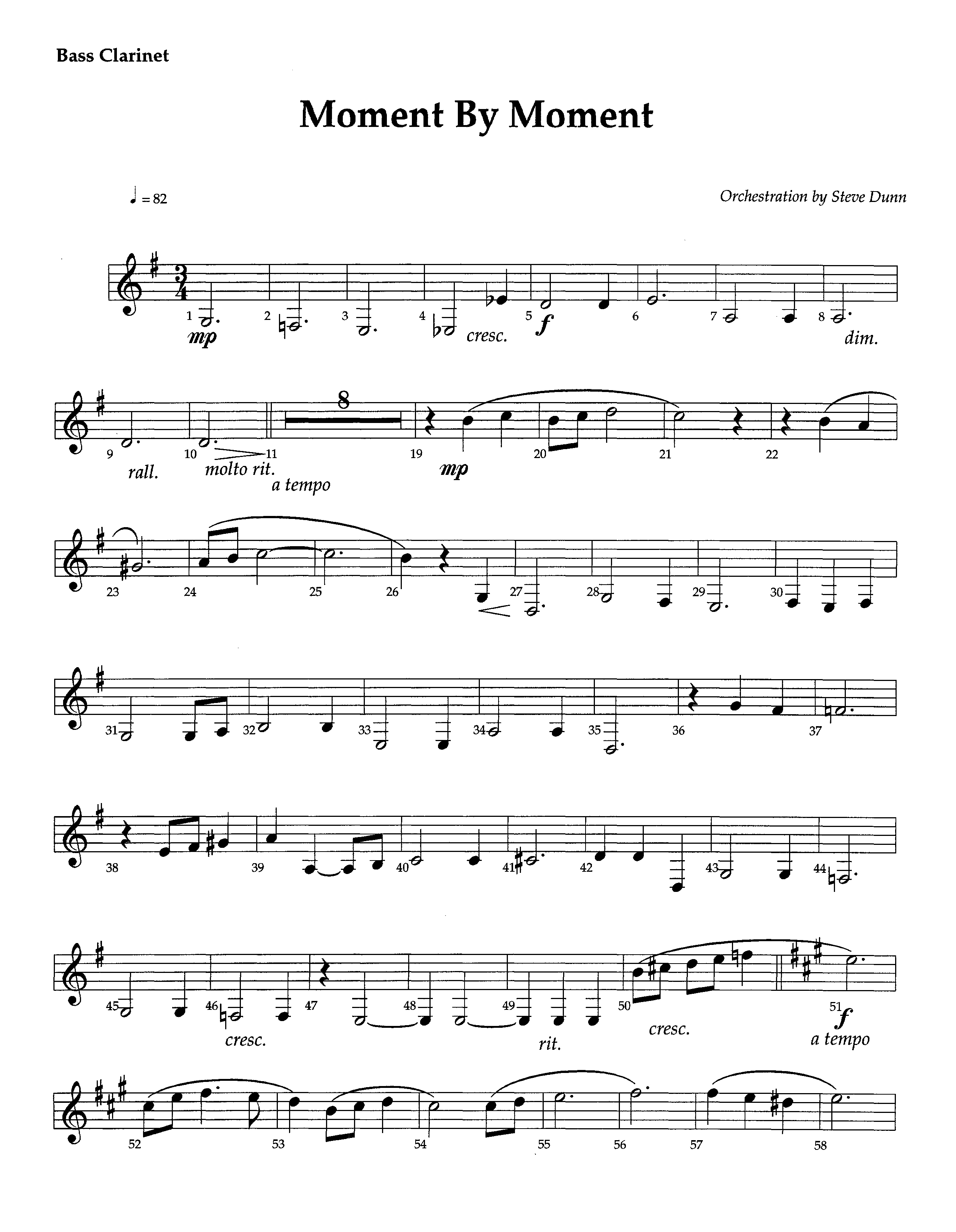 Moment By Moment (Instrumental) Bass Clarinet (Lifeway Worship / Arr. Steve Dunn)