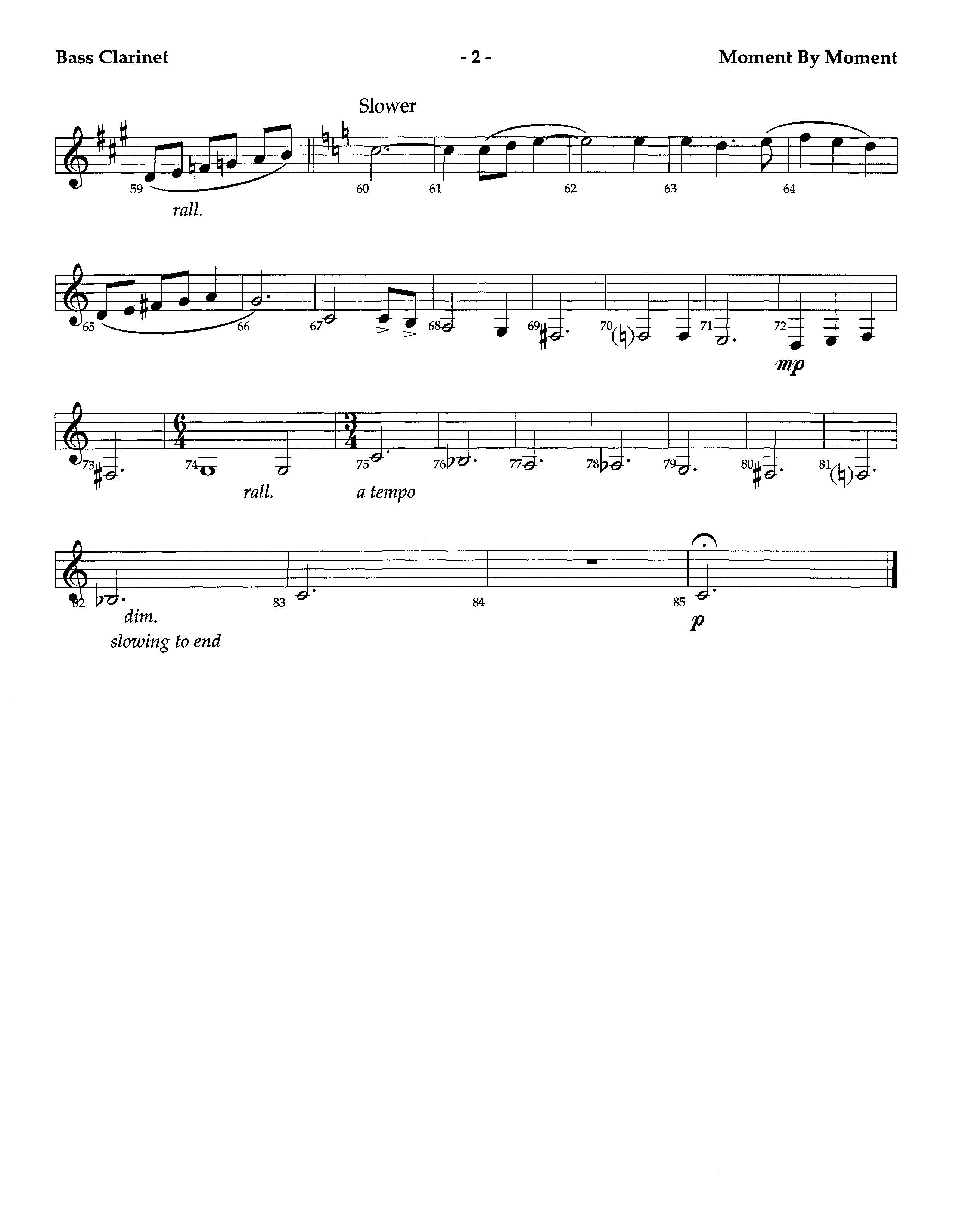 Moment By Moment (Instrumental) Bass Clarinet (Lifeway Worship / Arr. Steve Dunn)