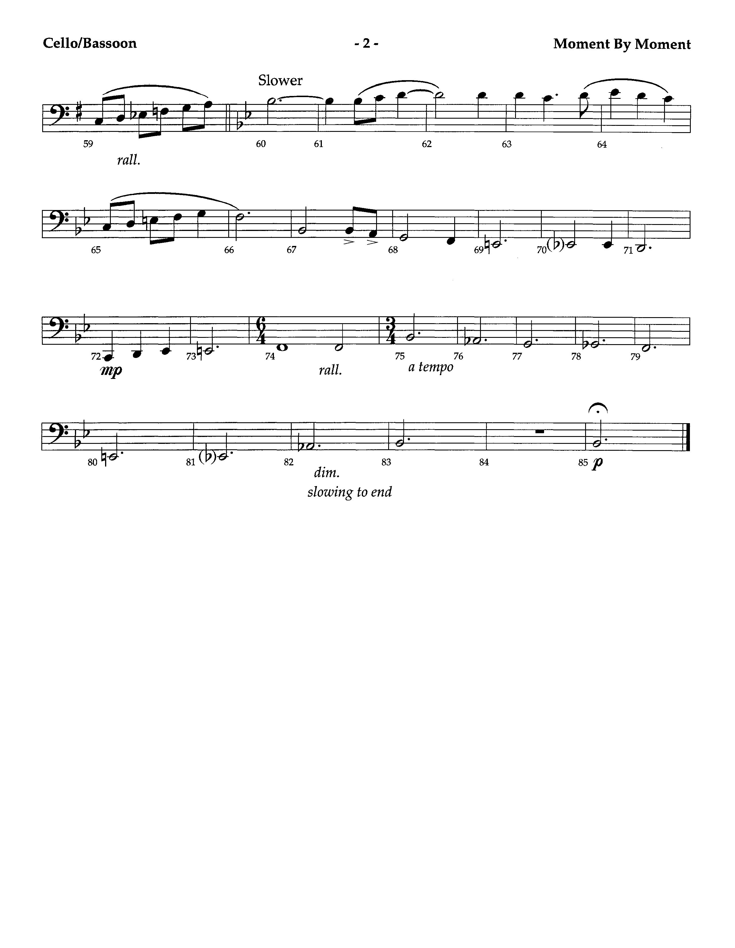 Moment By Moment (Instrumental) Cello (Lifeway Worship / Arr. Steve Dunn)