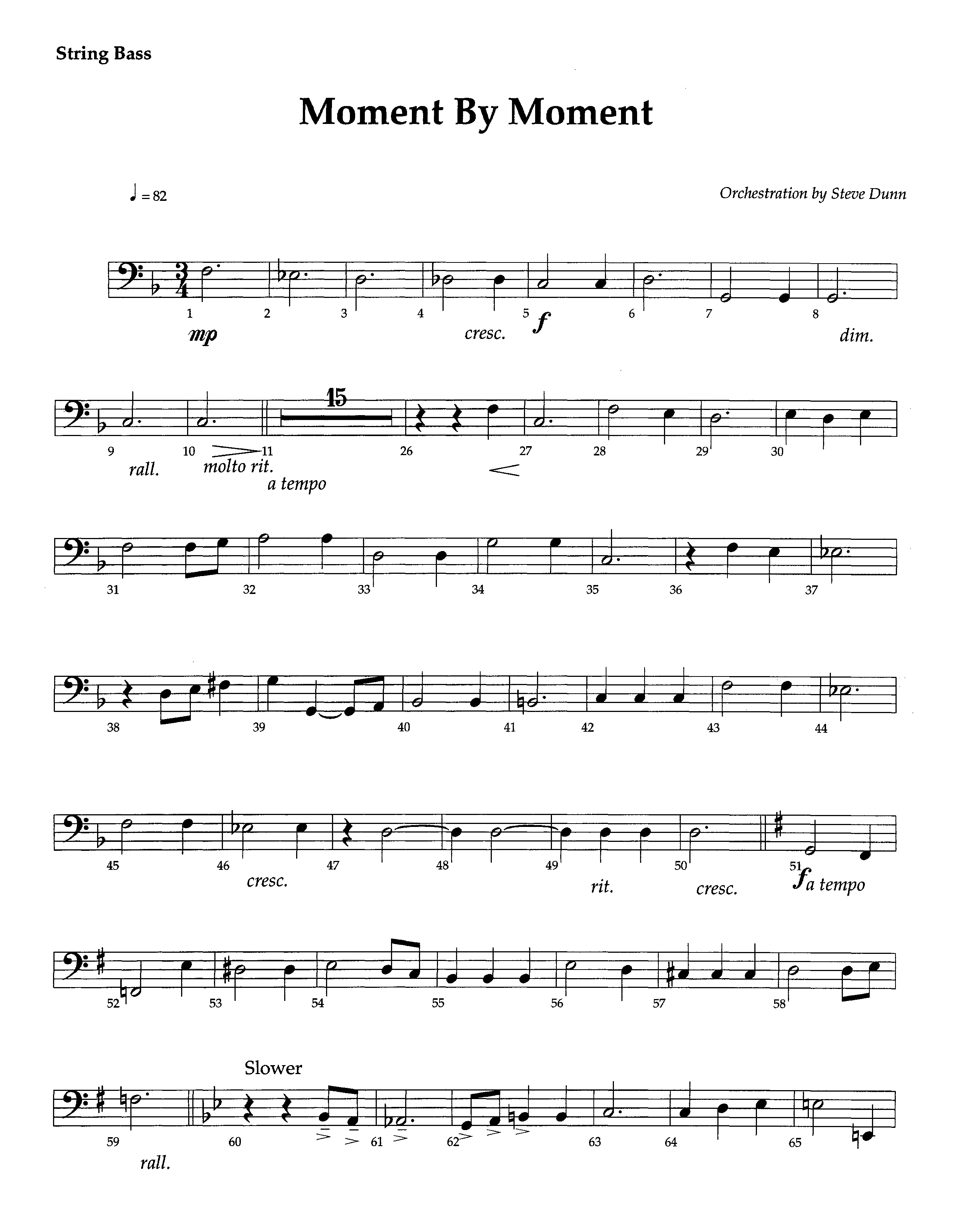 Moment By Moment (Instrumental) Double Bass (Lifeway Worship / Arr. Steve Dunn)