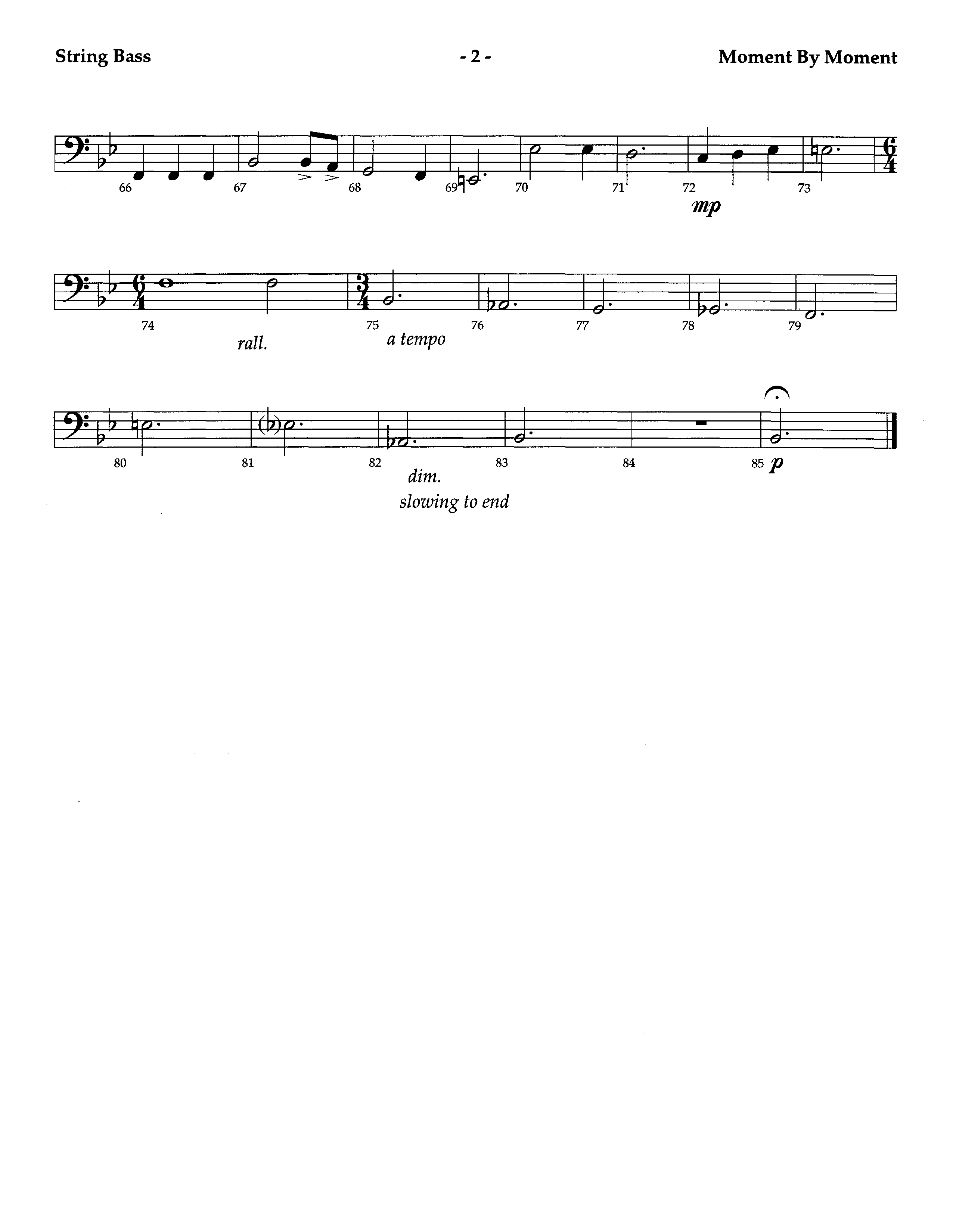 Moment By Moment (Instrumental) Double Bass (Lifeway Worship / Arr. Steve Dunn)