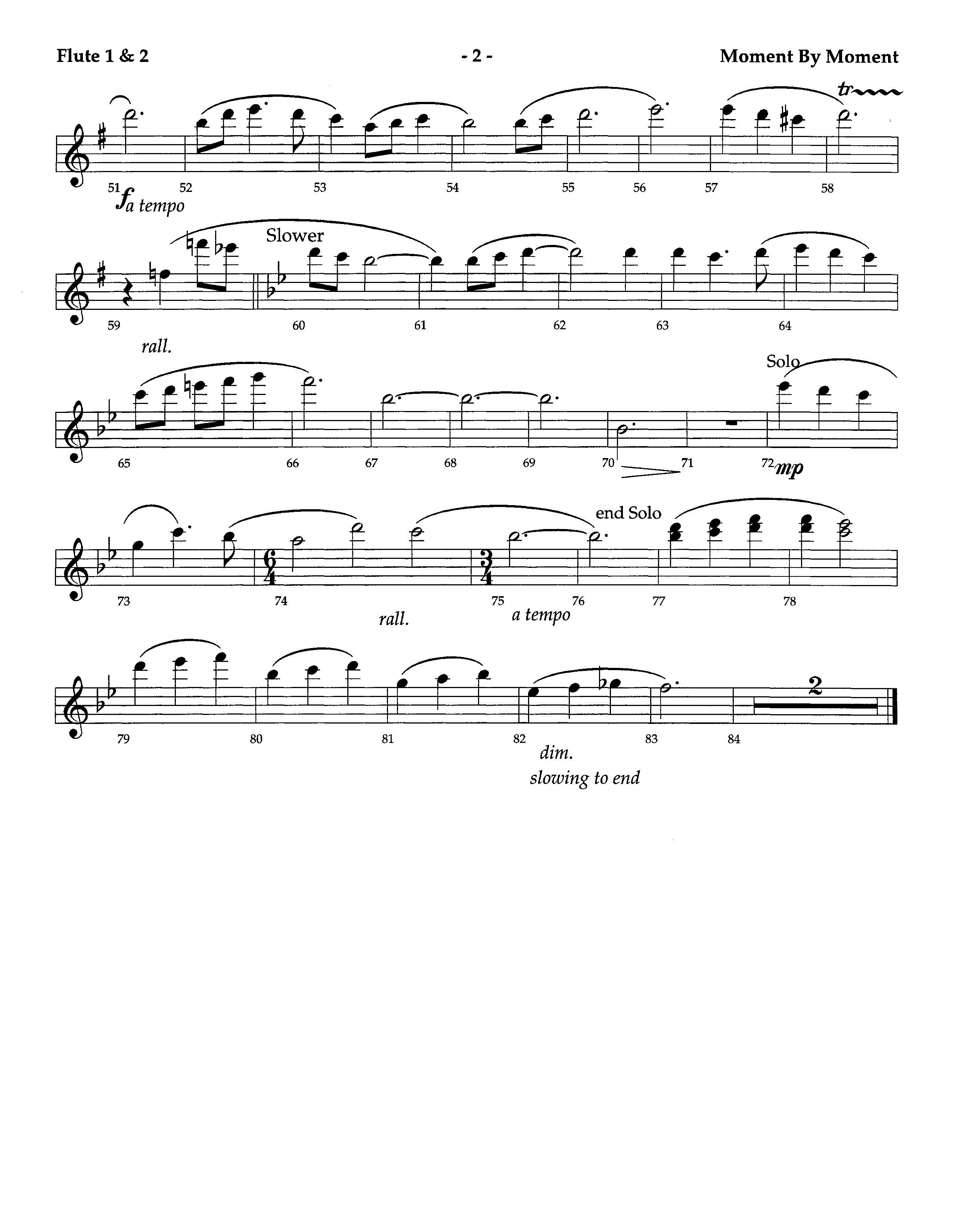 Moment By Moment (Instrumental) Flute 1/2 (Lifeway Worship / Arr. Steve Dunn)