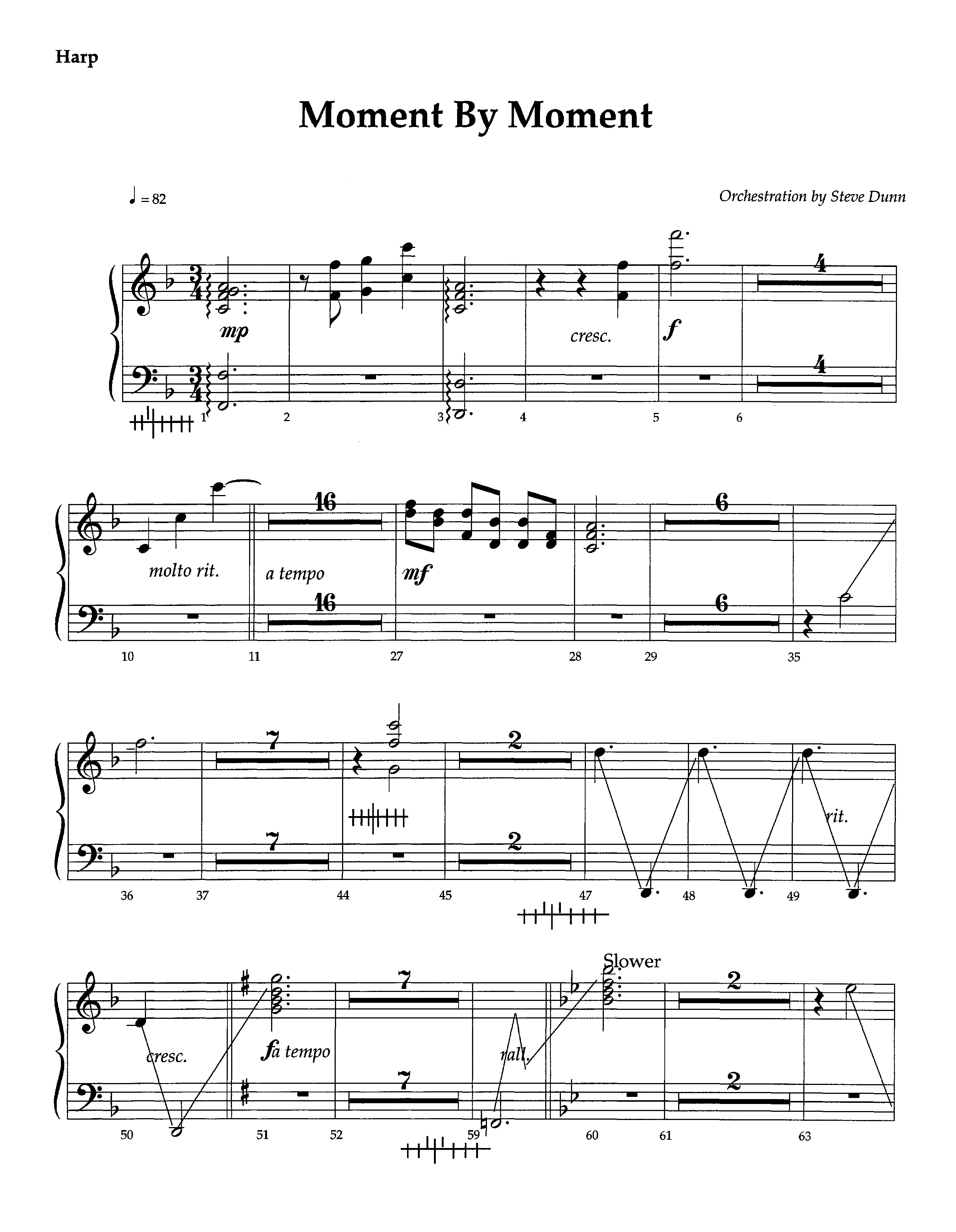 Moment By Moment (Instrumental) Harp (Lifeway Worship / Arr. Steve Dunn)