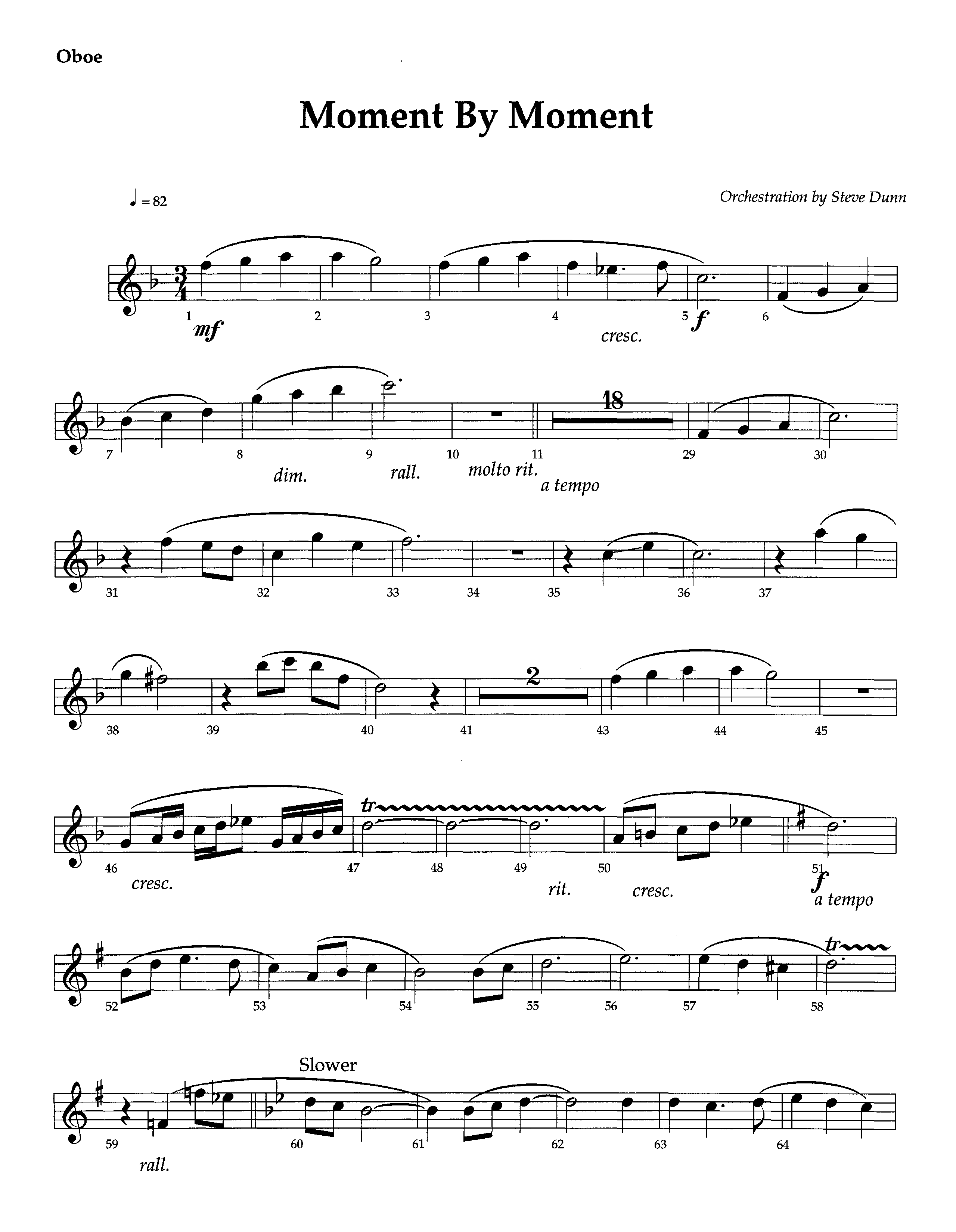 Moment By Moment (Instrumental) Oboe (Lifeway Worship / Arr. Steve Dunn)