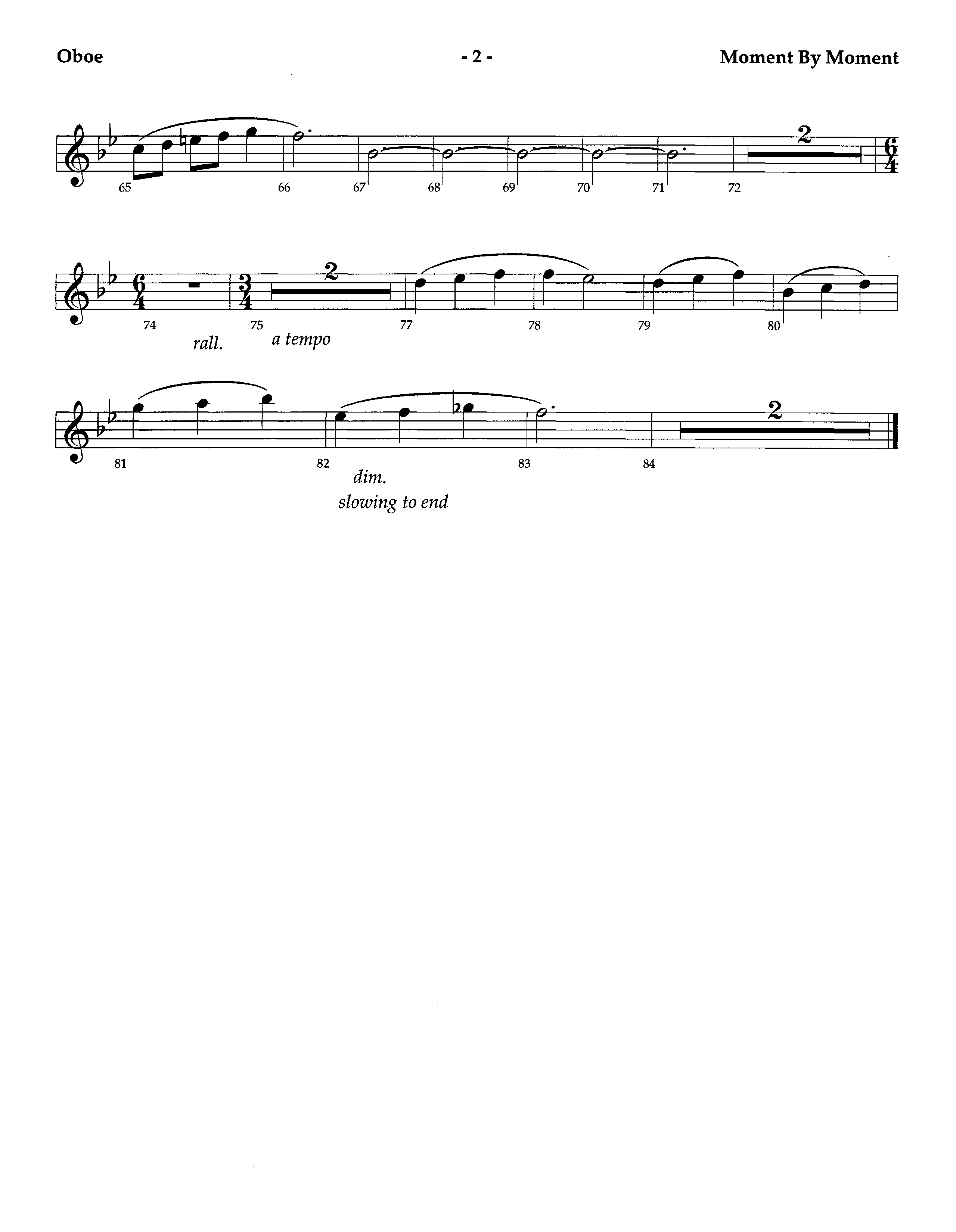 Moment By Moment (Instrumental) Oboe (Lifeway Worship / Arr. Steve Dunn)