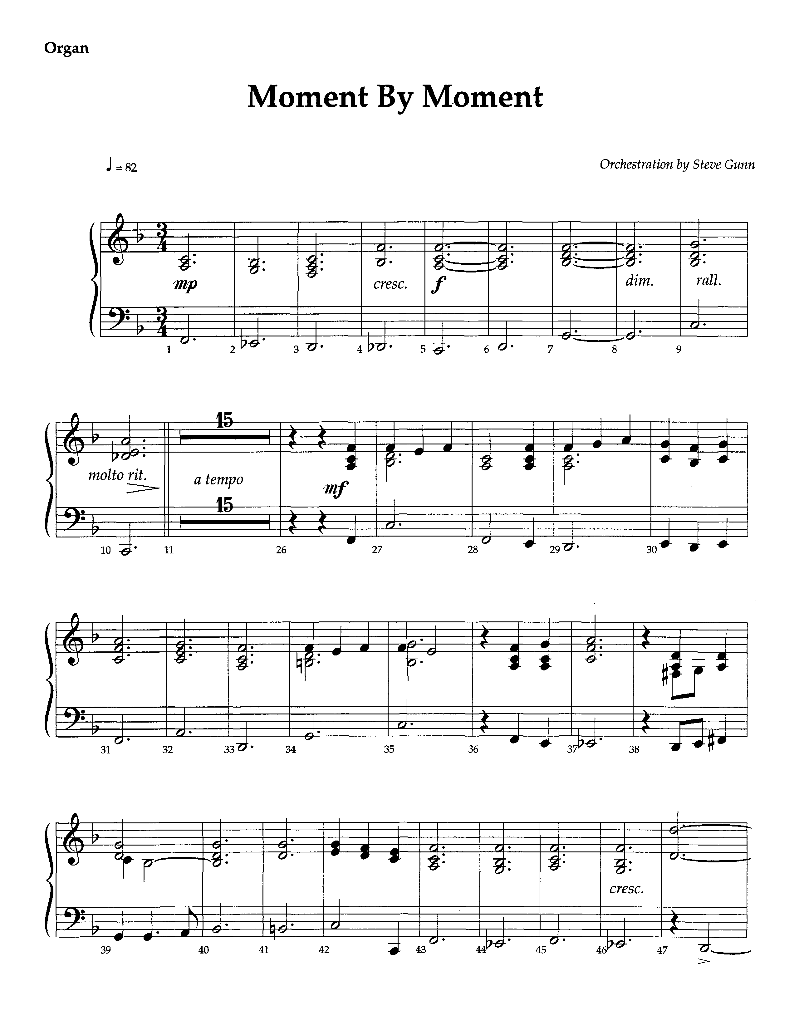 Moment By Moment (Instrumental) Organ (Lifeway Worship / Arr. Steve Dunn)