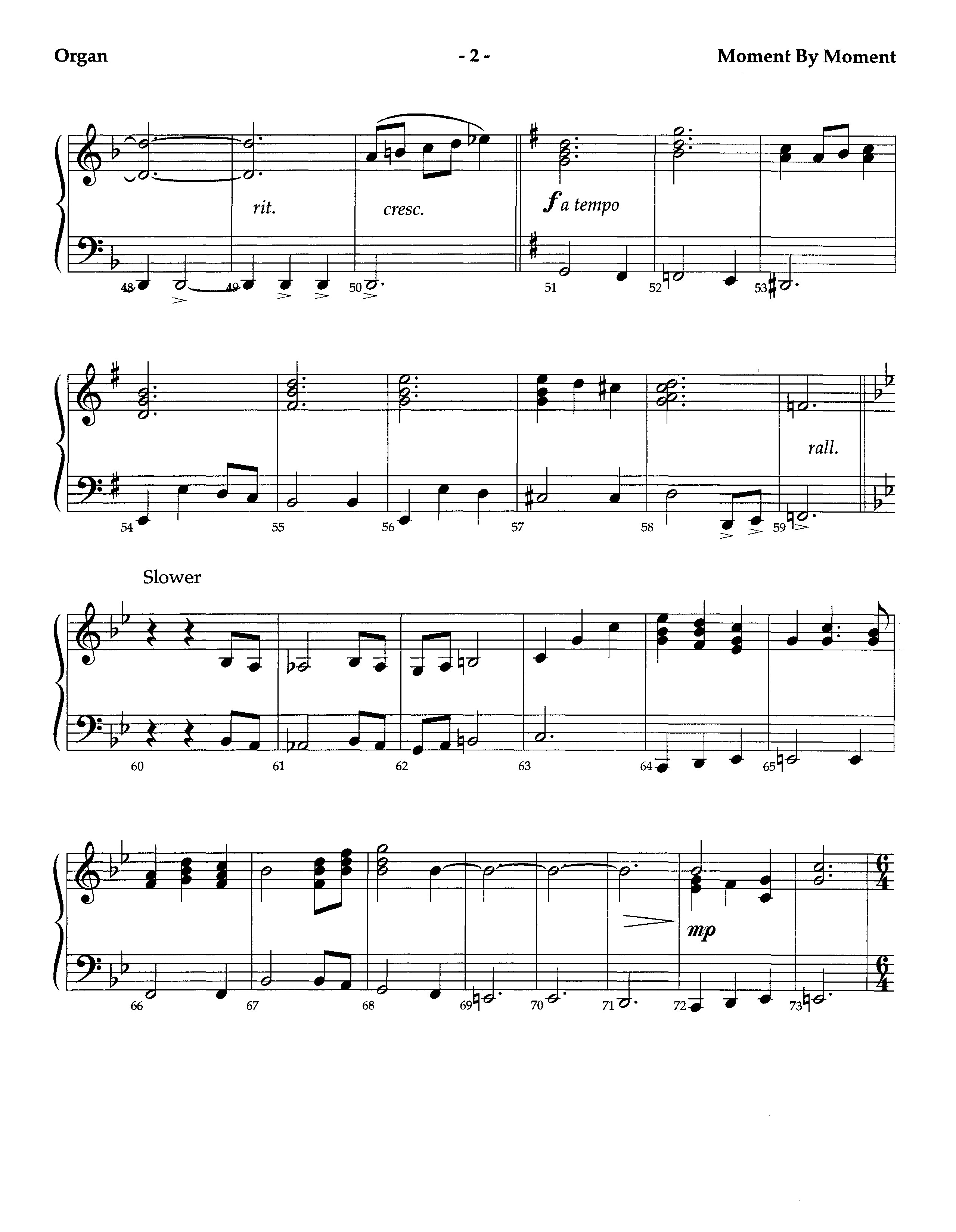 Moment By Moment (Instrumental) Organ (Lifeway Worship / Arr. Steve Dunn)