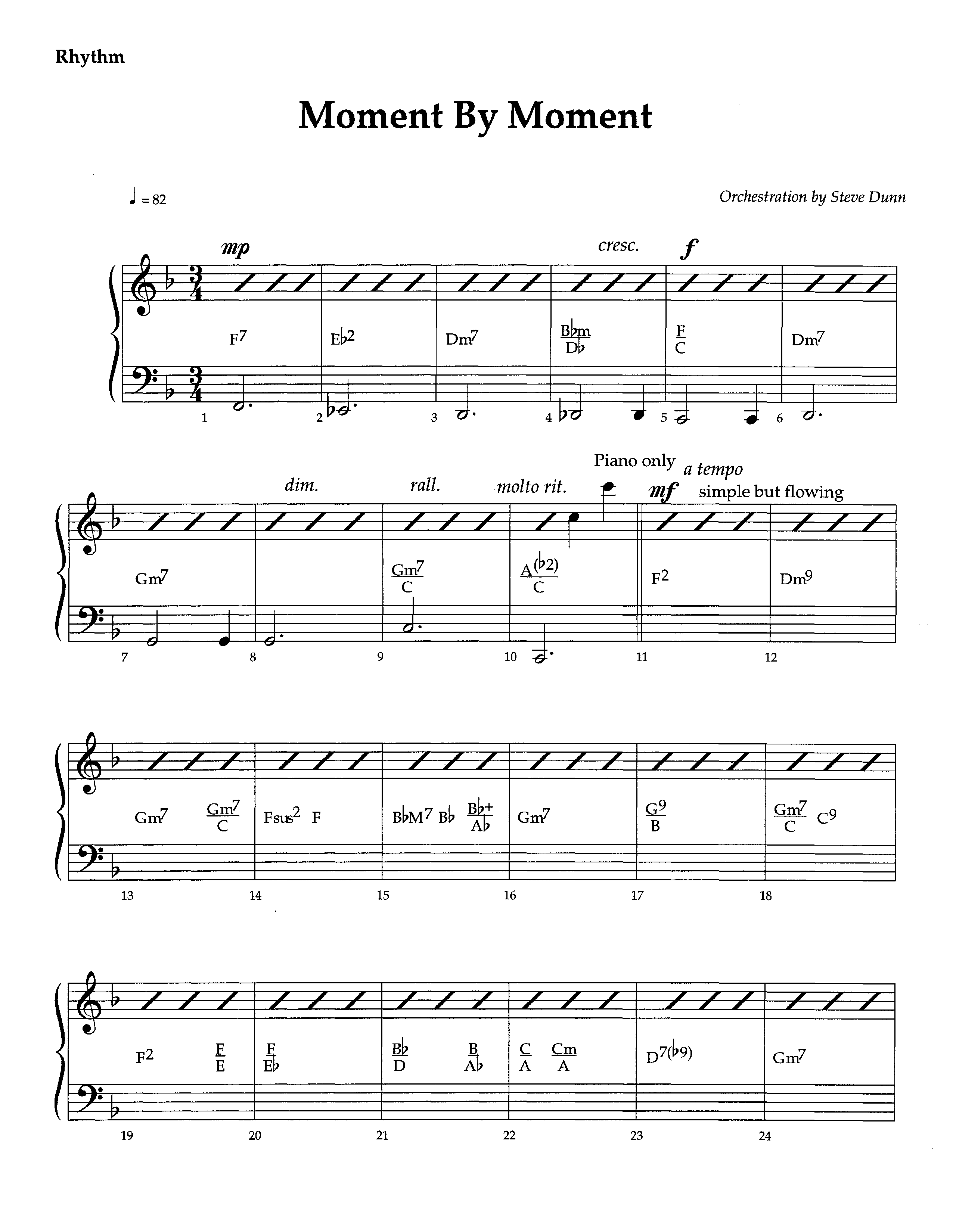 Moment By Moment (Instrumental) Rhythm Chart (Lifeway Worship / Arr. Steve Dunn)