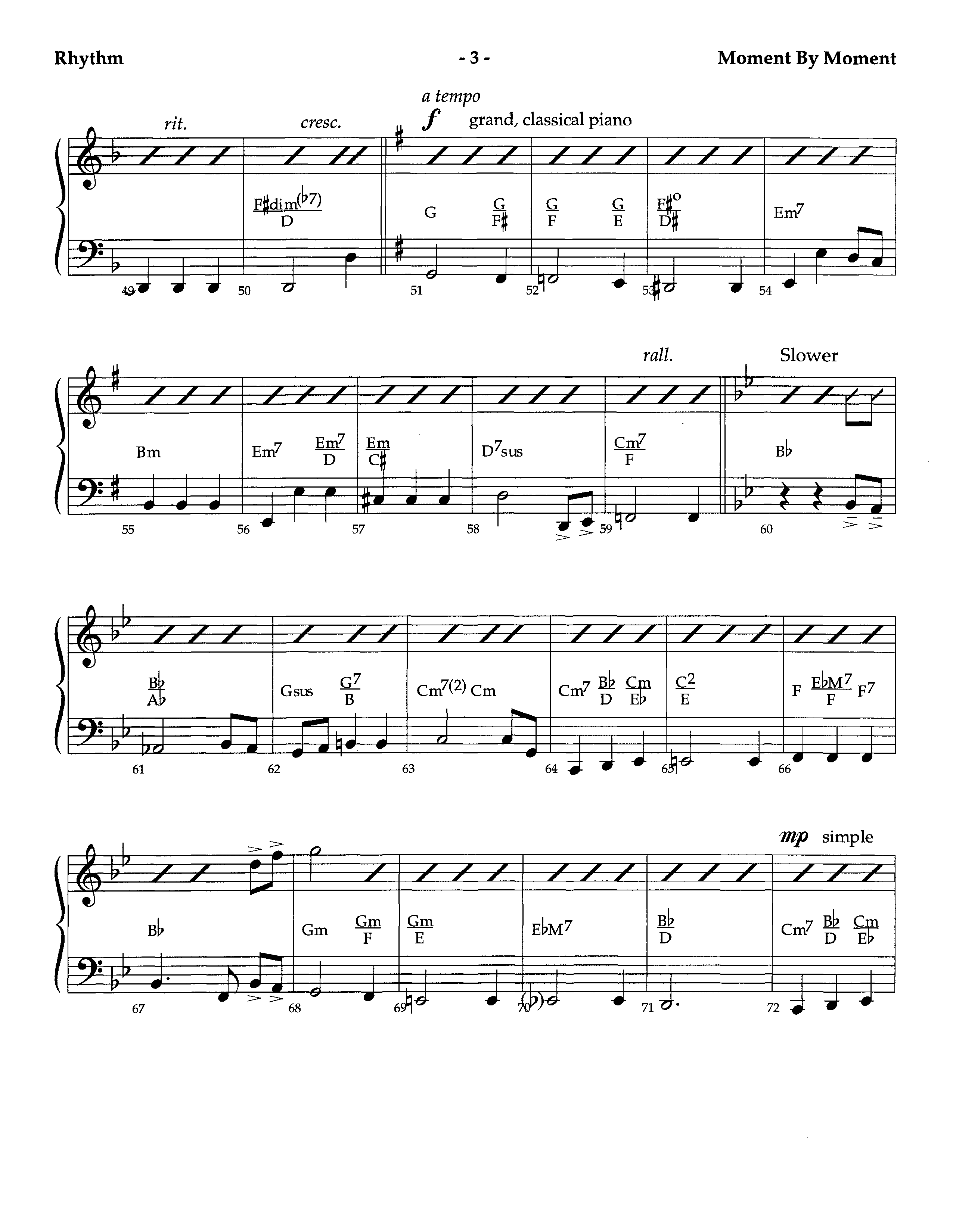 Moment By Moment (Instrumental) Rhythm Chart (Lifeway Worship / Arr. Steve Dunn)
