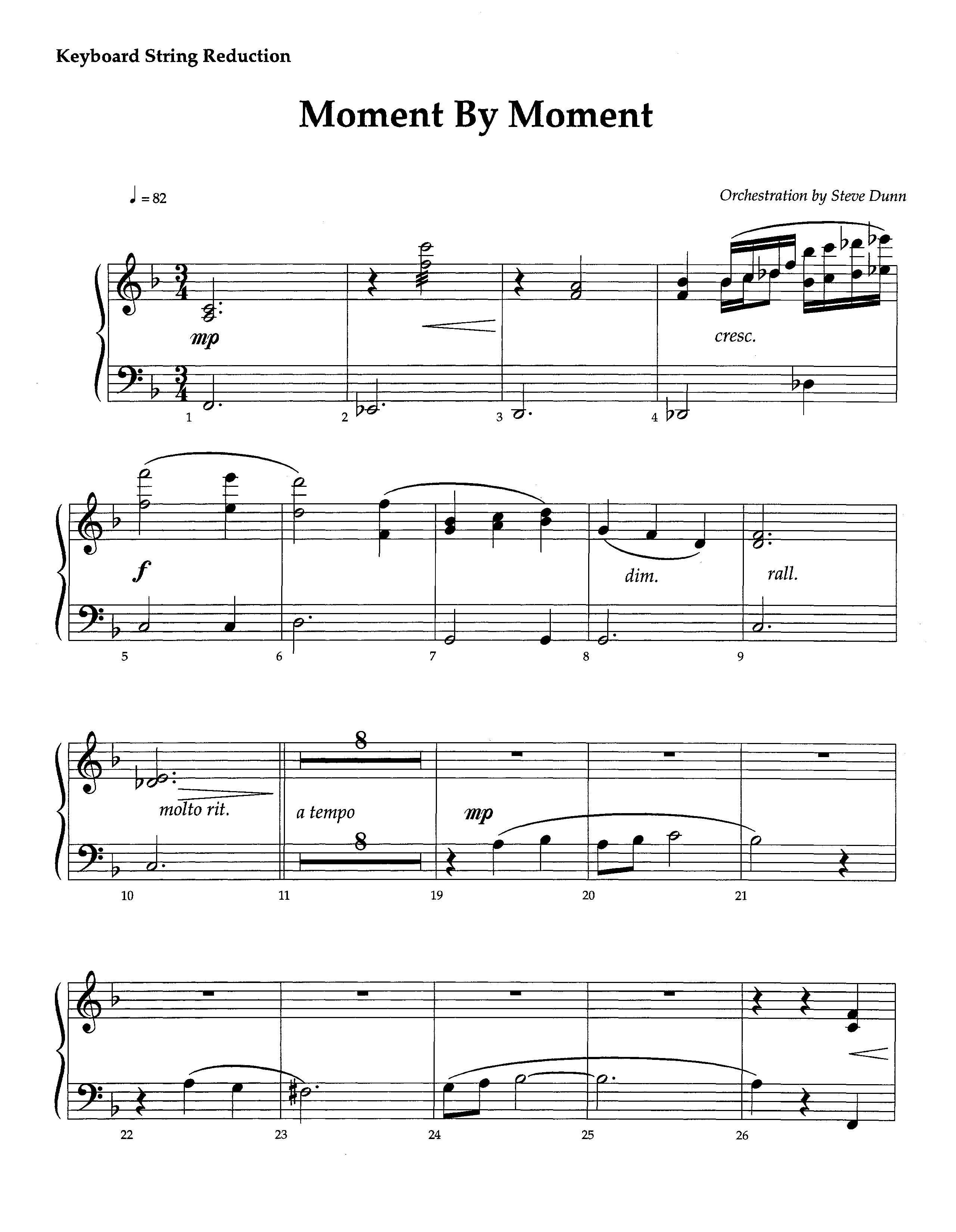 Moment By Moment (Instrumental) String Reduction (Lifeway Worship / Arr. Steve Dunn)