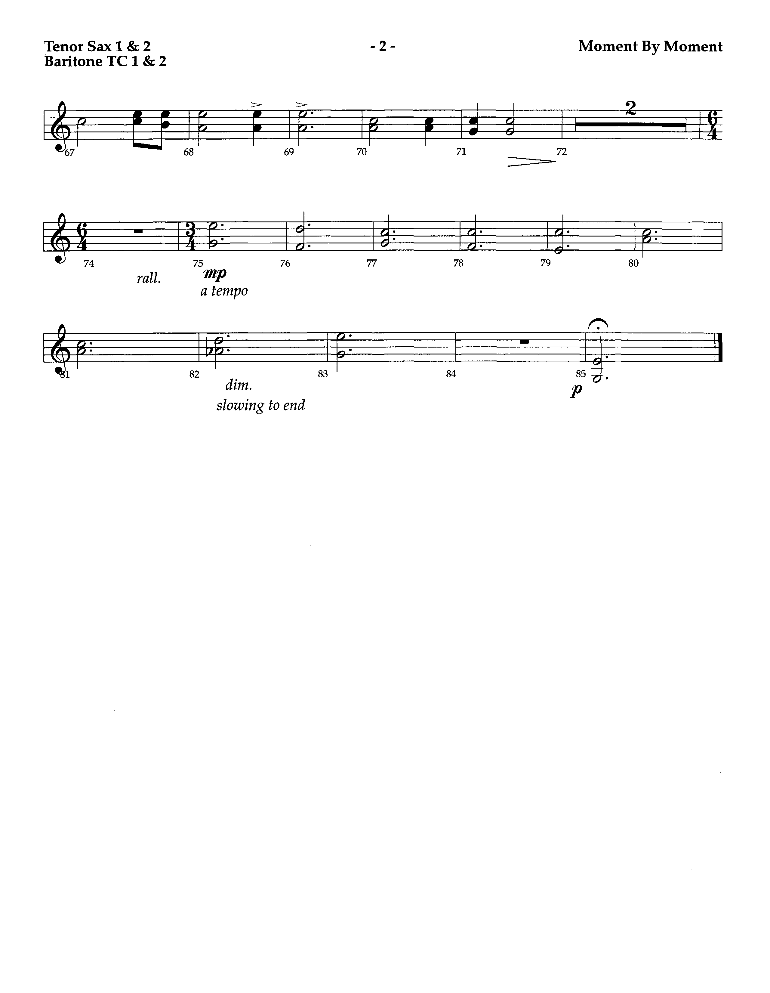 Moment By Moment (Instrumental) Tenor Sax/Baritone T.C. (Lifeway Worship / Arr. Steve Dunn)