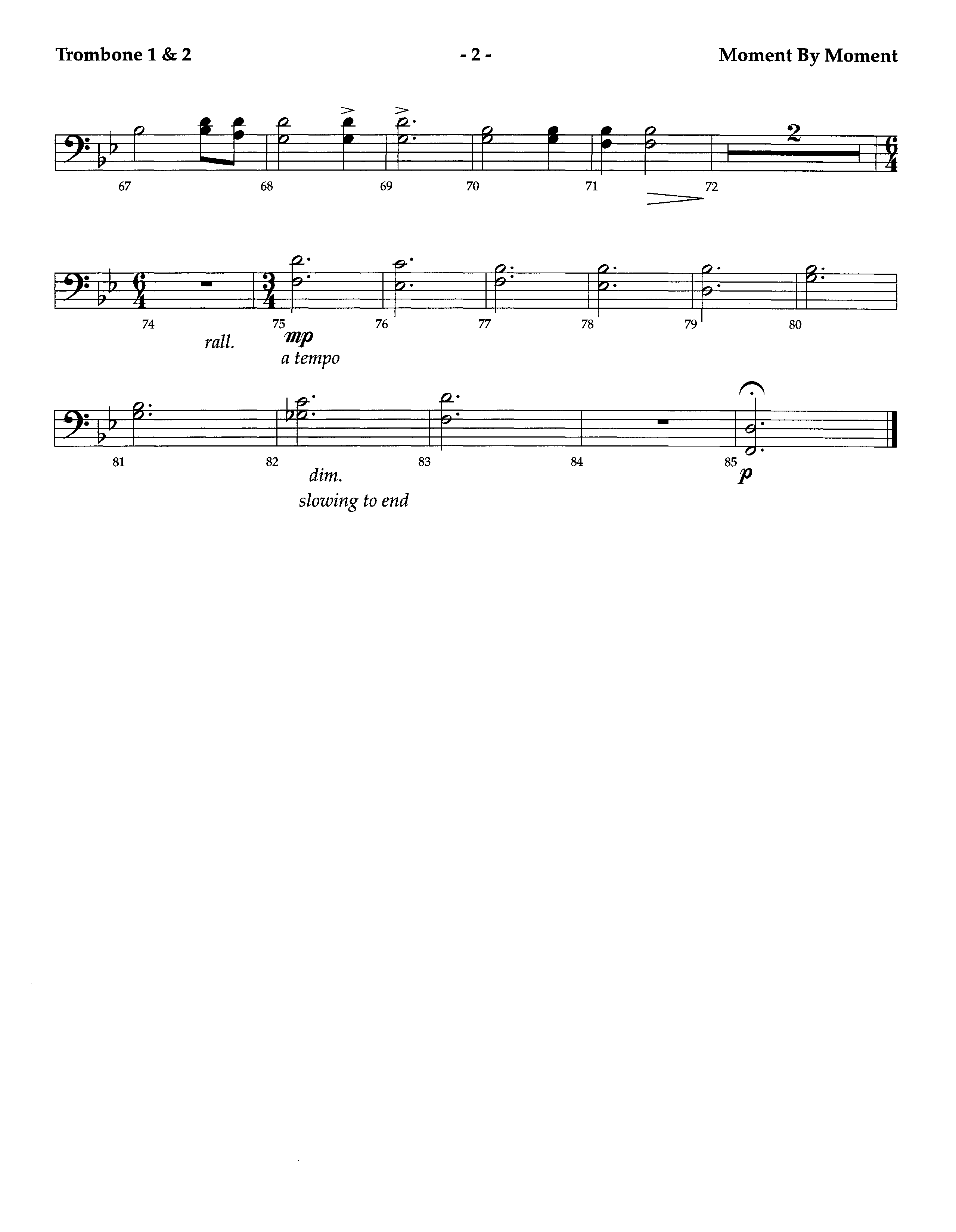 Moment By Moment (Instrumental) Trombone 1/2 (Lifeway Worship / Arr. Steve Dunn)