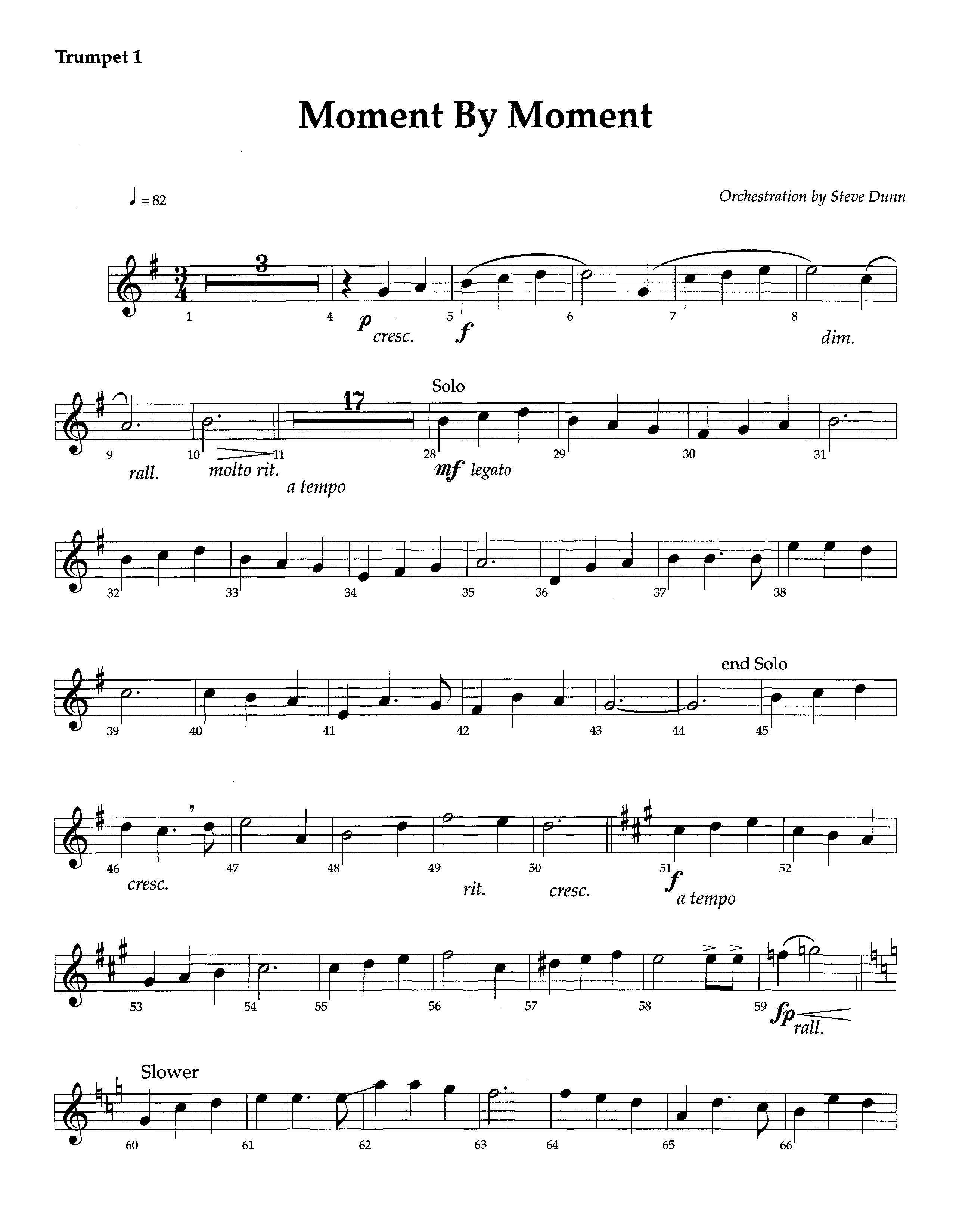 Moment By Moment (Instrumental) Trumpet 1 (Lifeway Worship / Arr. Steve Dunn)