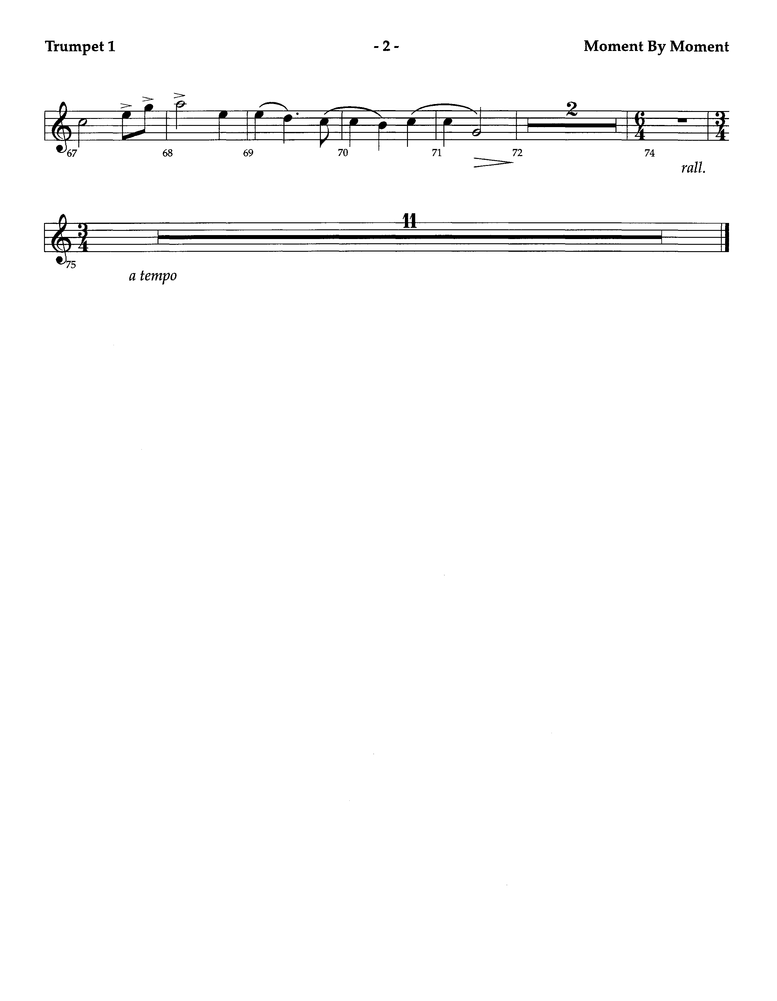 Moment By Moment (Instrumental) Trumpet 1 (Lifeway Worship / Arr. Steve Dunn)