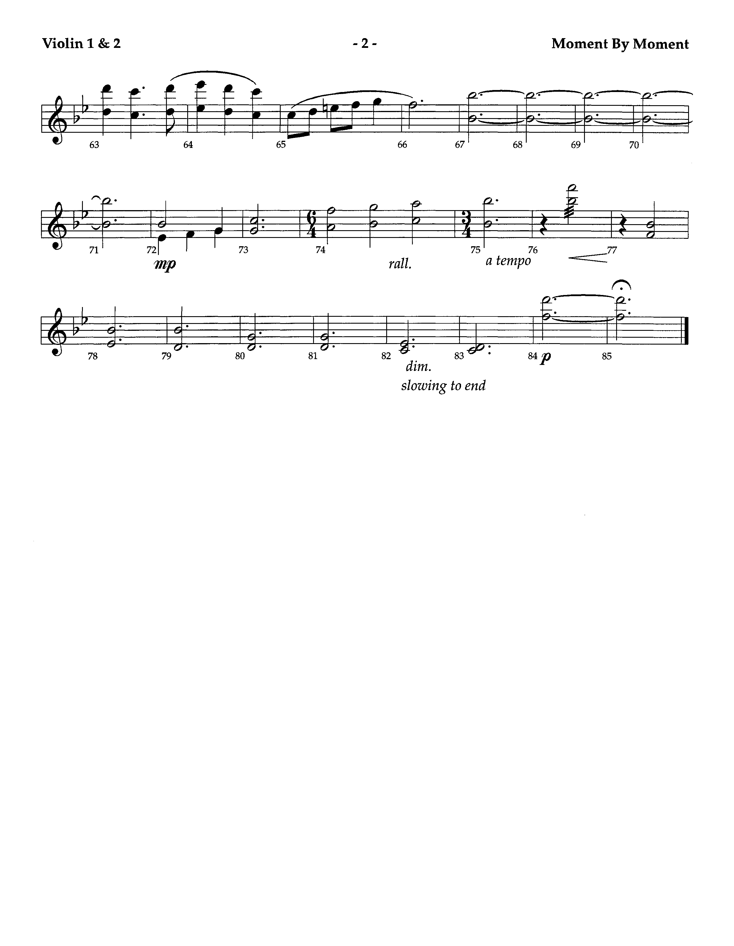 Moment By Moment (Instrumental) Violin 1/2 (Lifeway Worship / Arr. Steve Dunn)