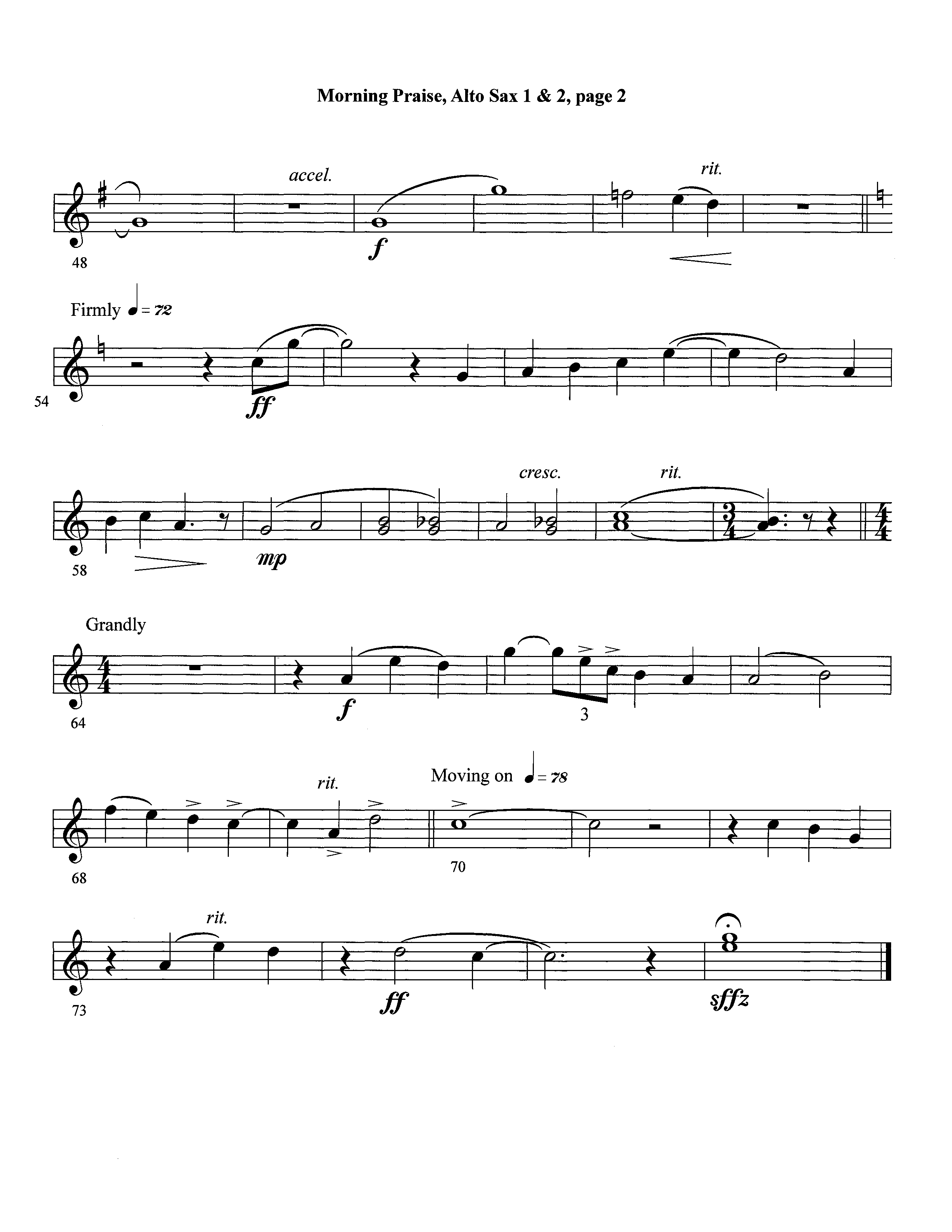 Morning Praise (Instrumental) Alto Sax 1/2 (Lifeway Worship / Arr. David Winkler)