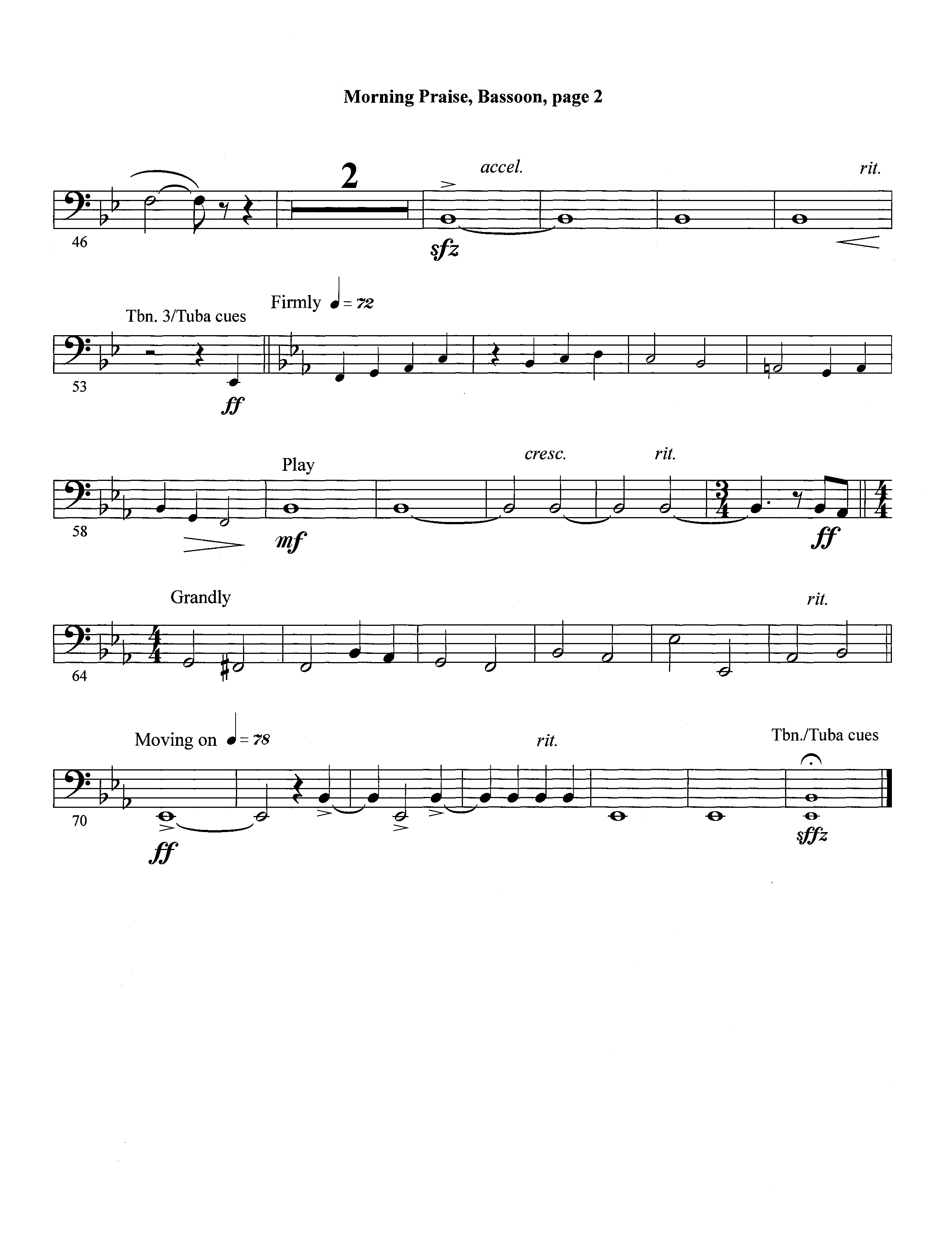 Morning Praise (Instrumental) Bassoon (Lifeway Worship / Arr. David Winkler)