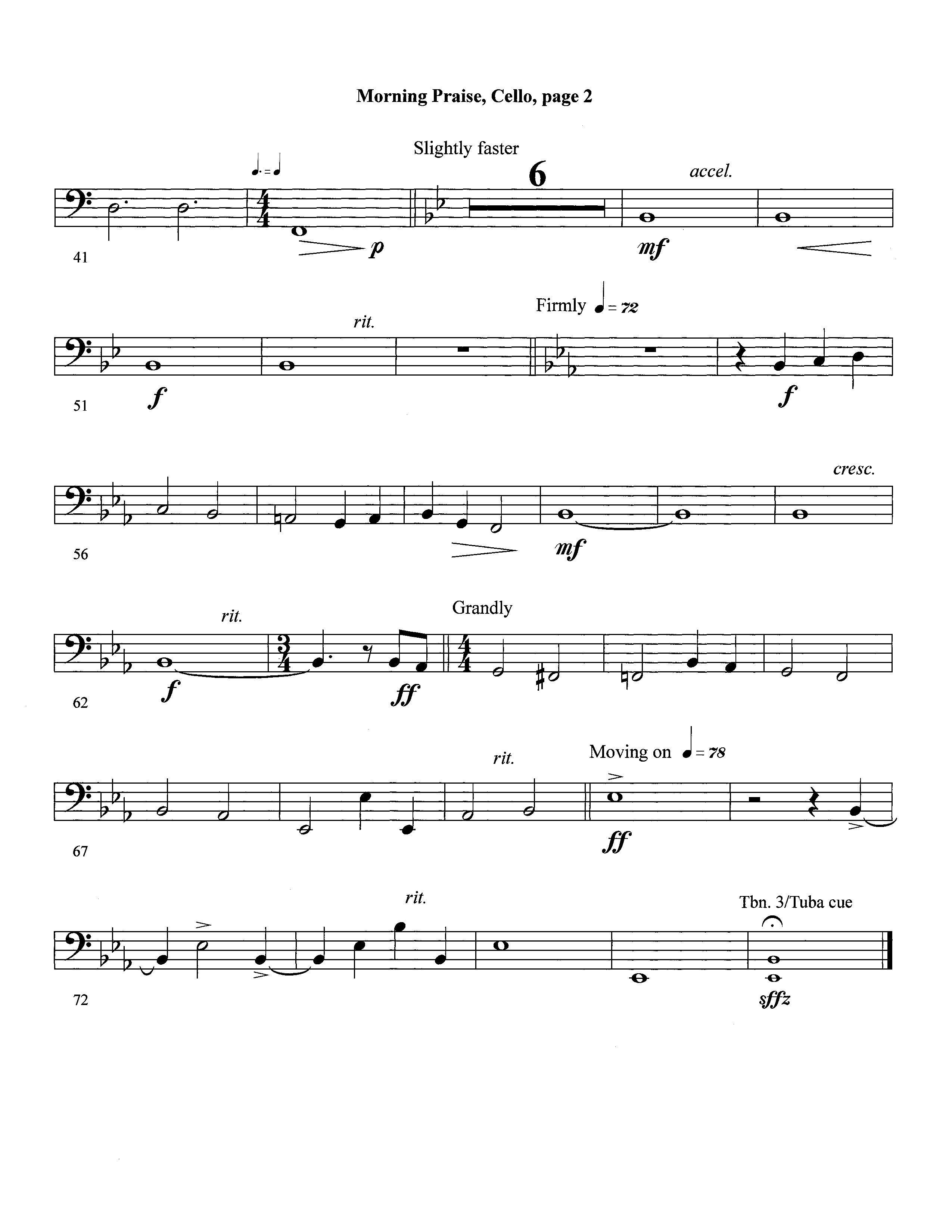 Morning Praise (Instrumental) Cello (Lifeway Worship / Arr. David Winkler)