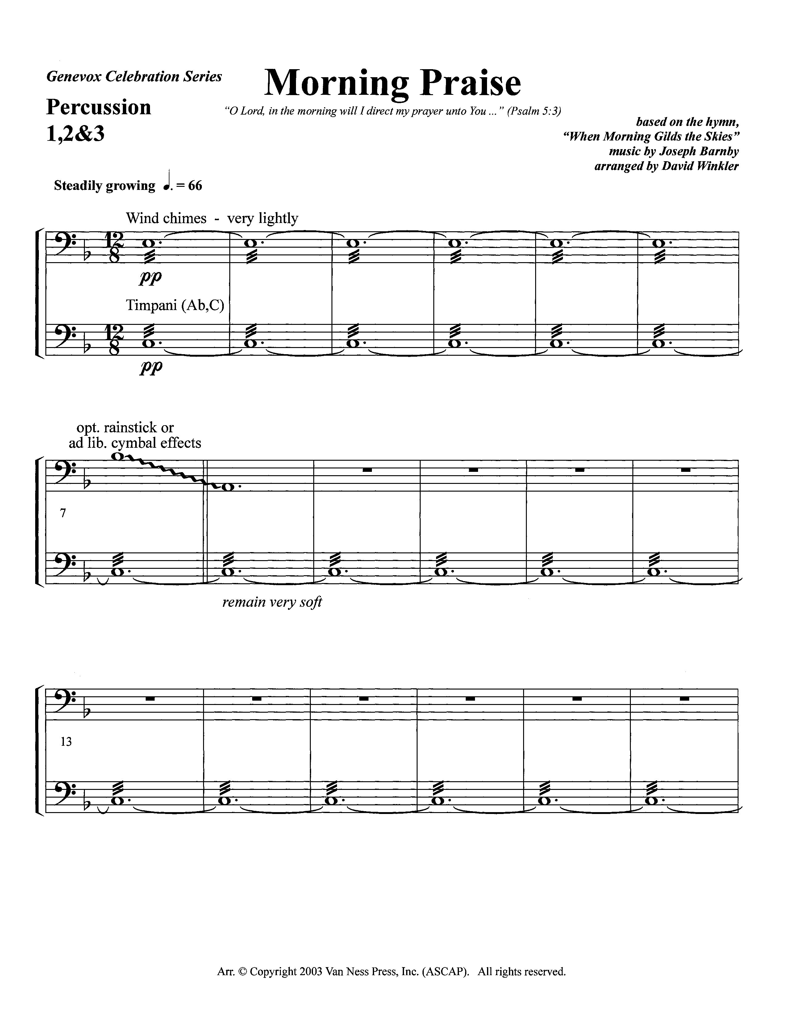 Morning Praise (Instrumental) Percussion (Lifeway Worship / Arr. David Winkler)