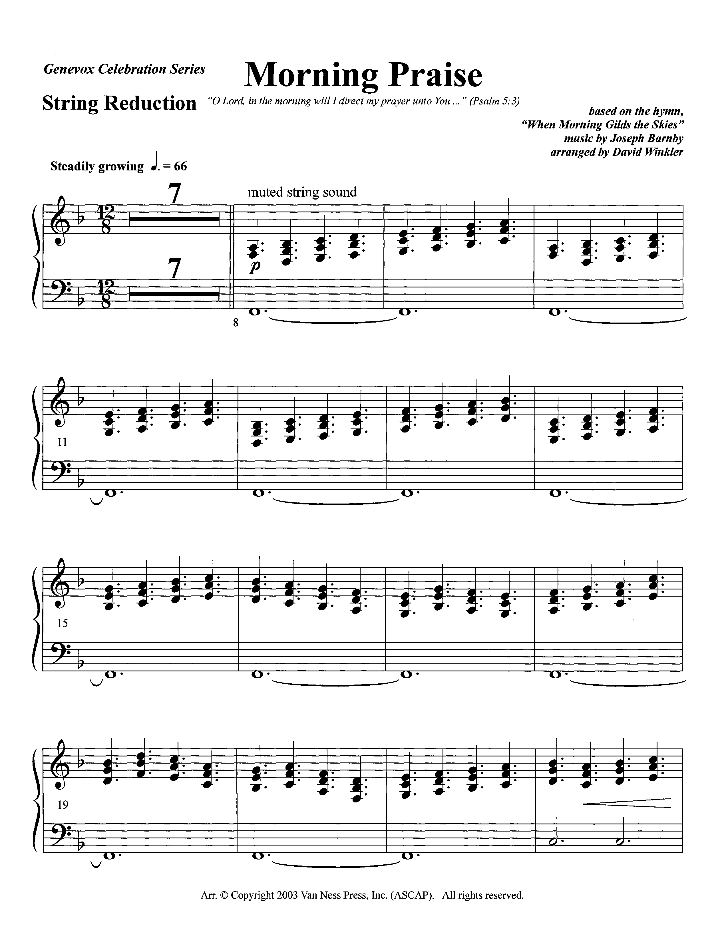 Morning Praise (Instrumental) String Reduction (Lifeway Worship / Arr. David Winkler)