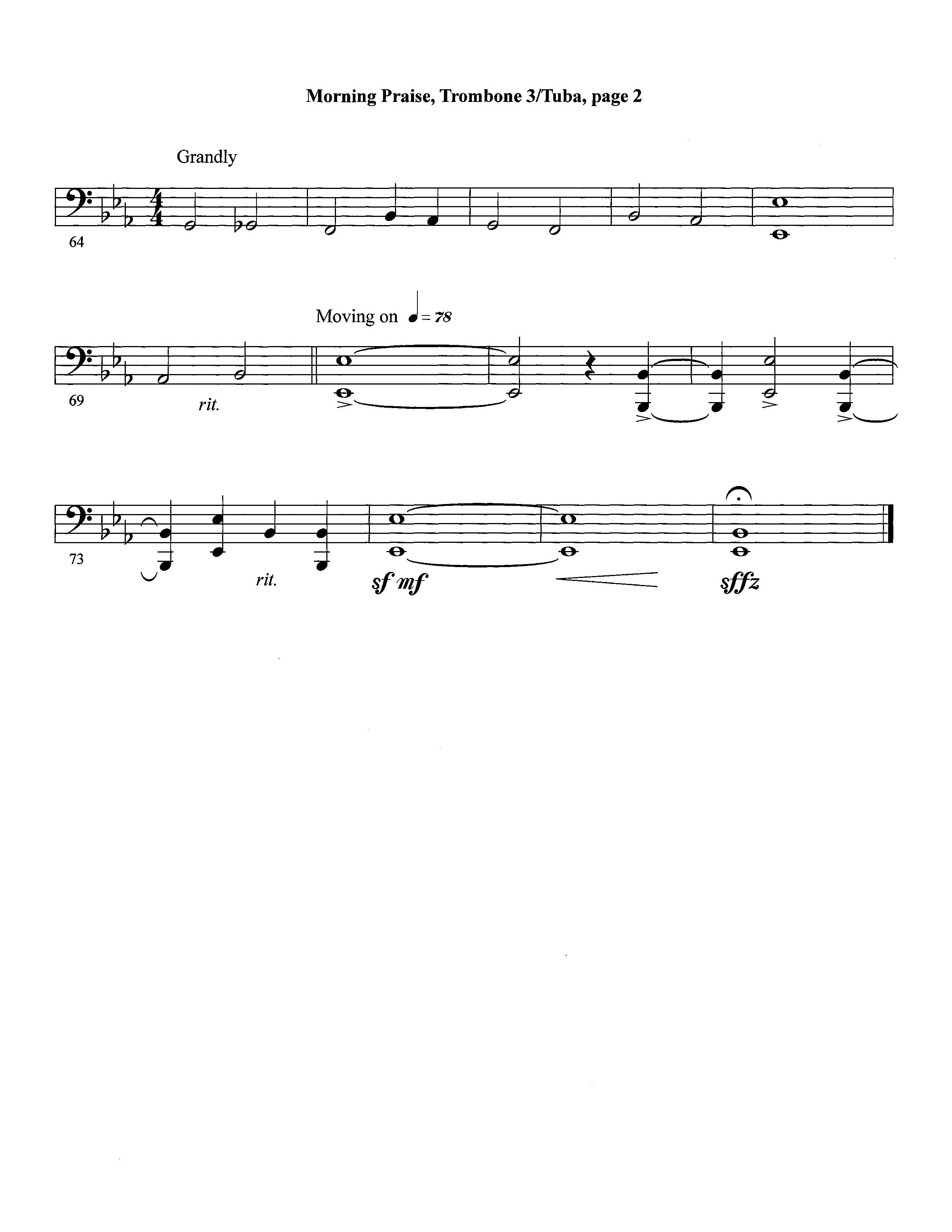 Morning Praise (Instrumental) Trombone 3/Tuba (Lifeway Worship / Arr. David Winkler)