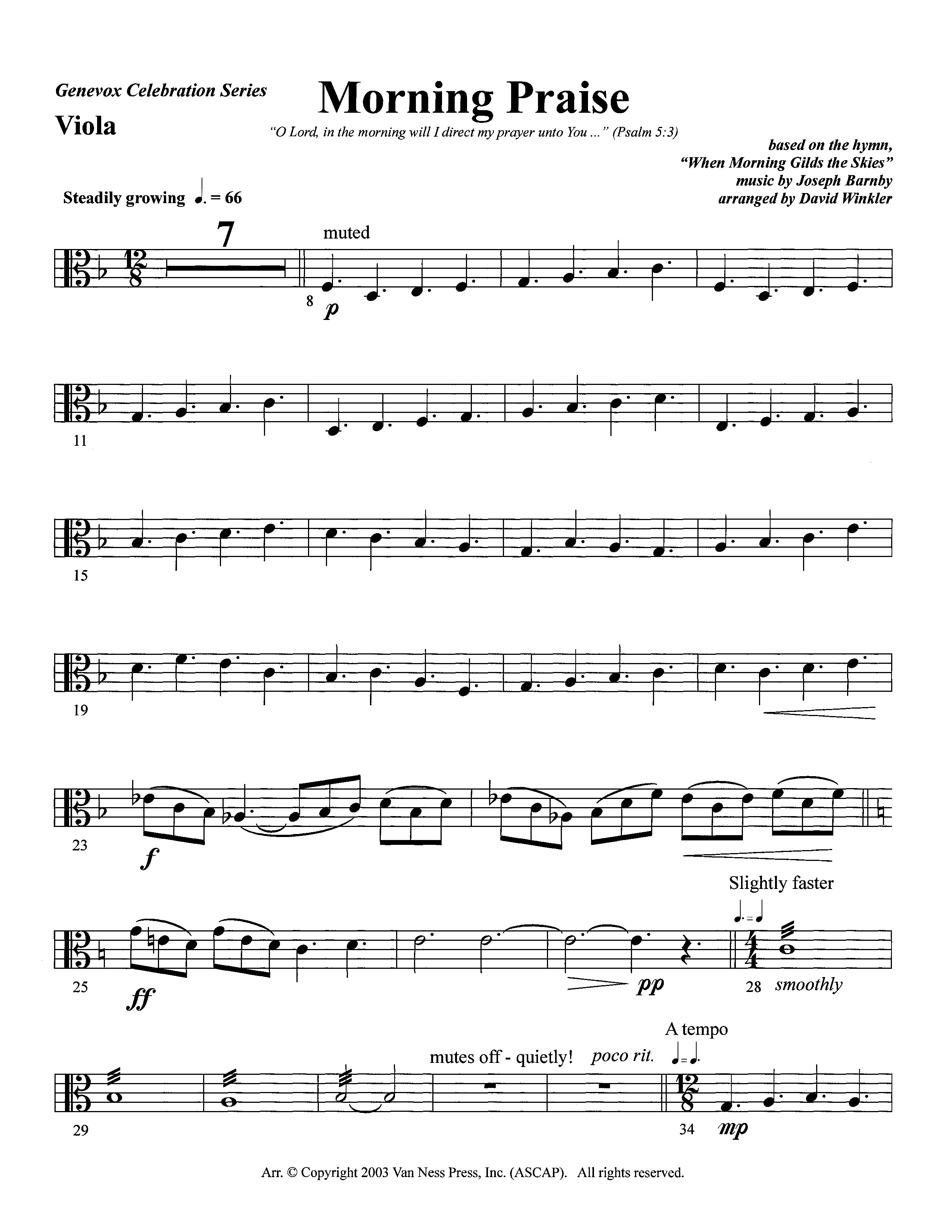 Morning Praise (Instrumental) Viola (Lifeway Worship / Arr. David Winkler)