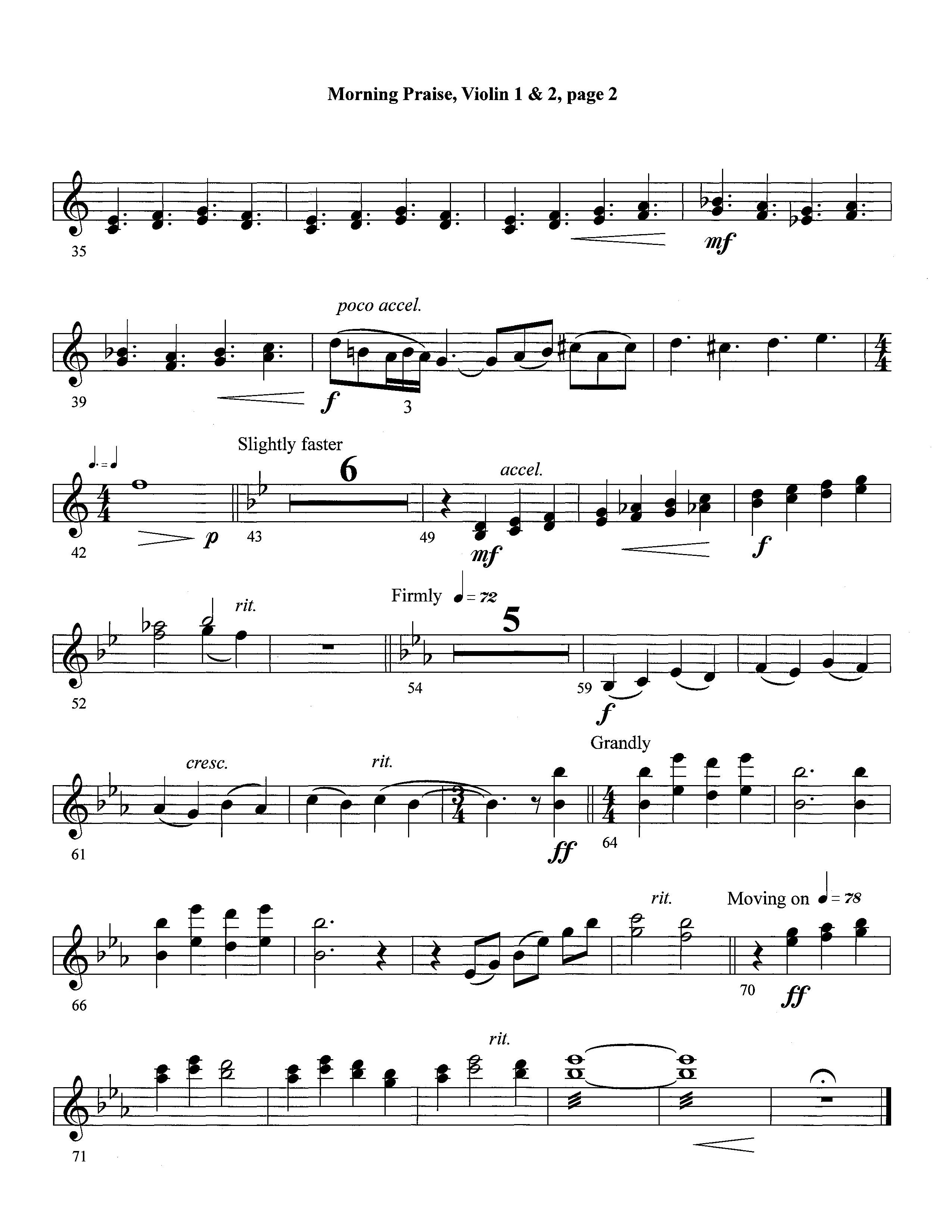 Morning Praise (Instrumental) Violin 1/2 (Lifeway Worship / Arr. David Winkler)