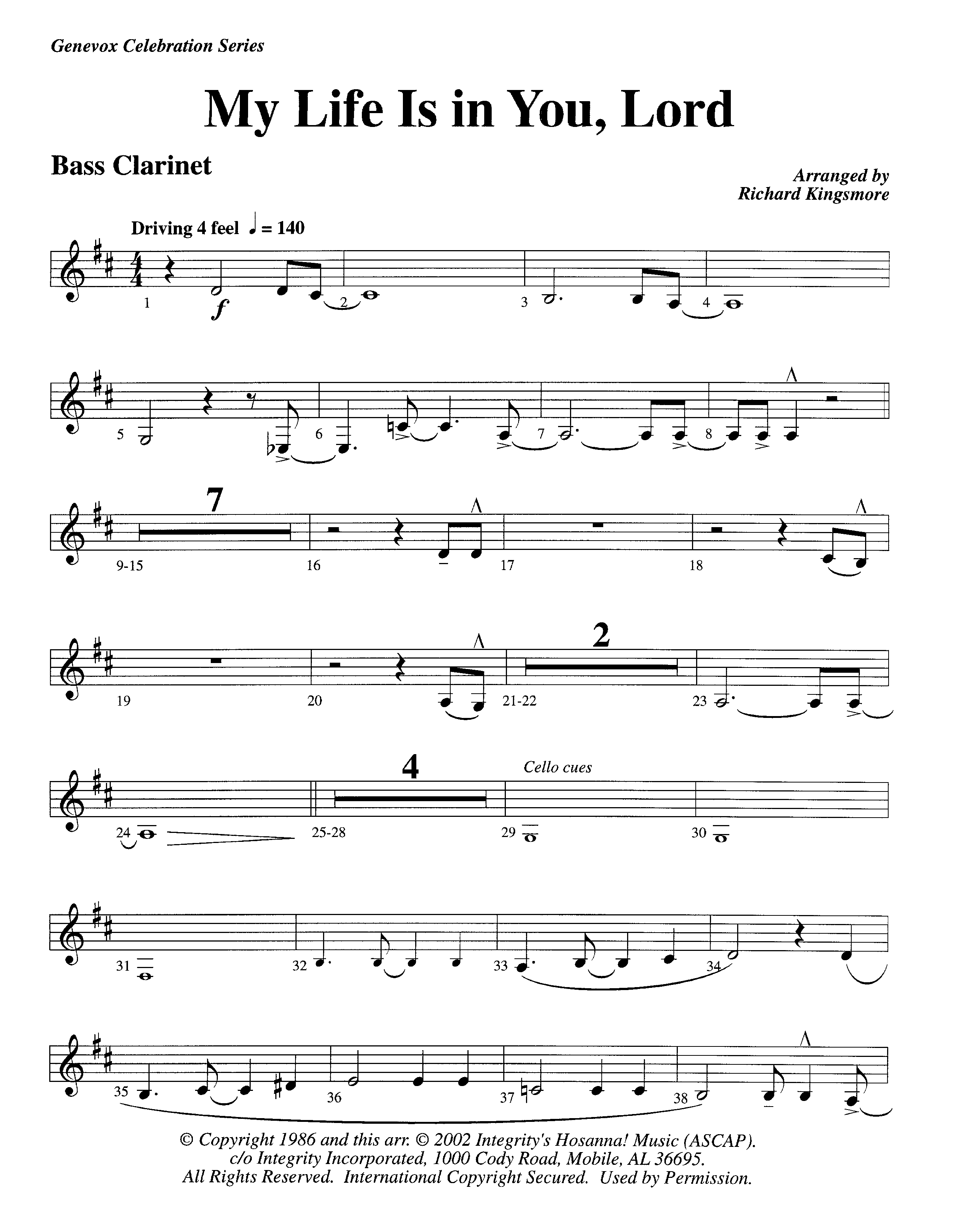 My Life Is In You (Instrumental) Bass Clarinet (Lifeway Worship / Arr. Richard Kingsmore)