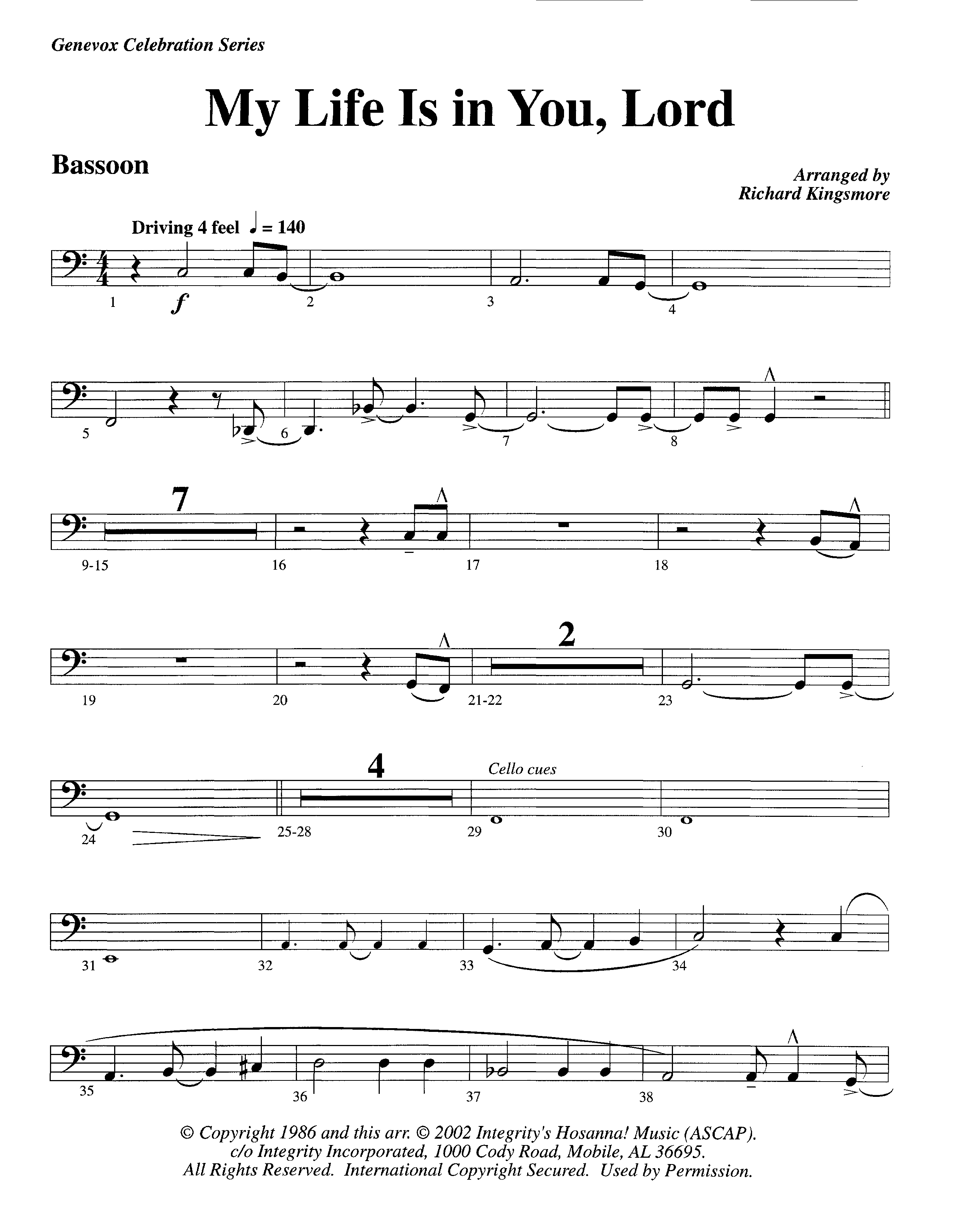 My Life Is In You (Instrumental) Bassoon (Lifeway Worship / Arr. Richard Kingsmore)