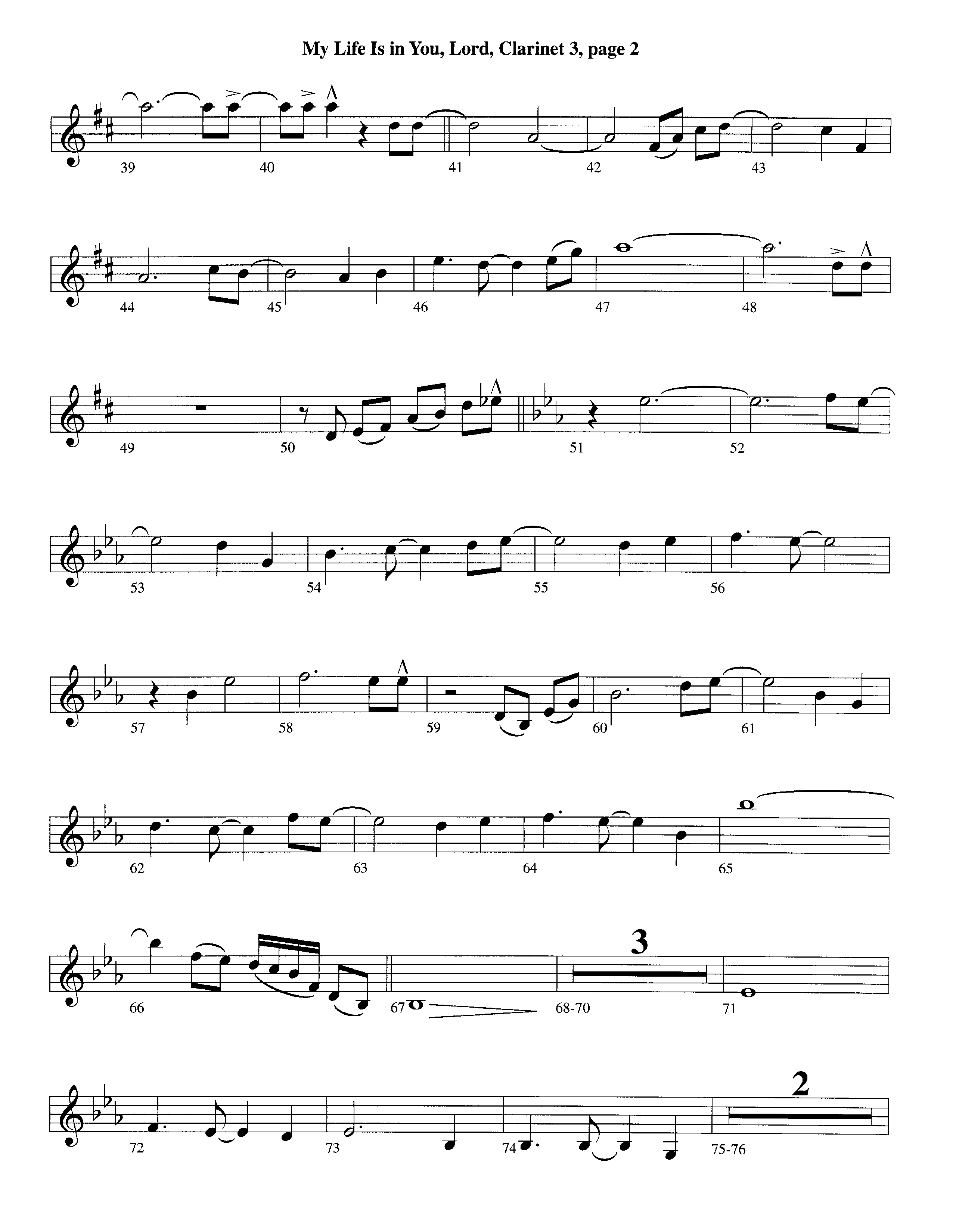 My Life Is In You (Instrumental) Clarinet 3 (Lifeway Worship / Arr. Richard Kingsmore)