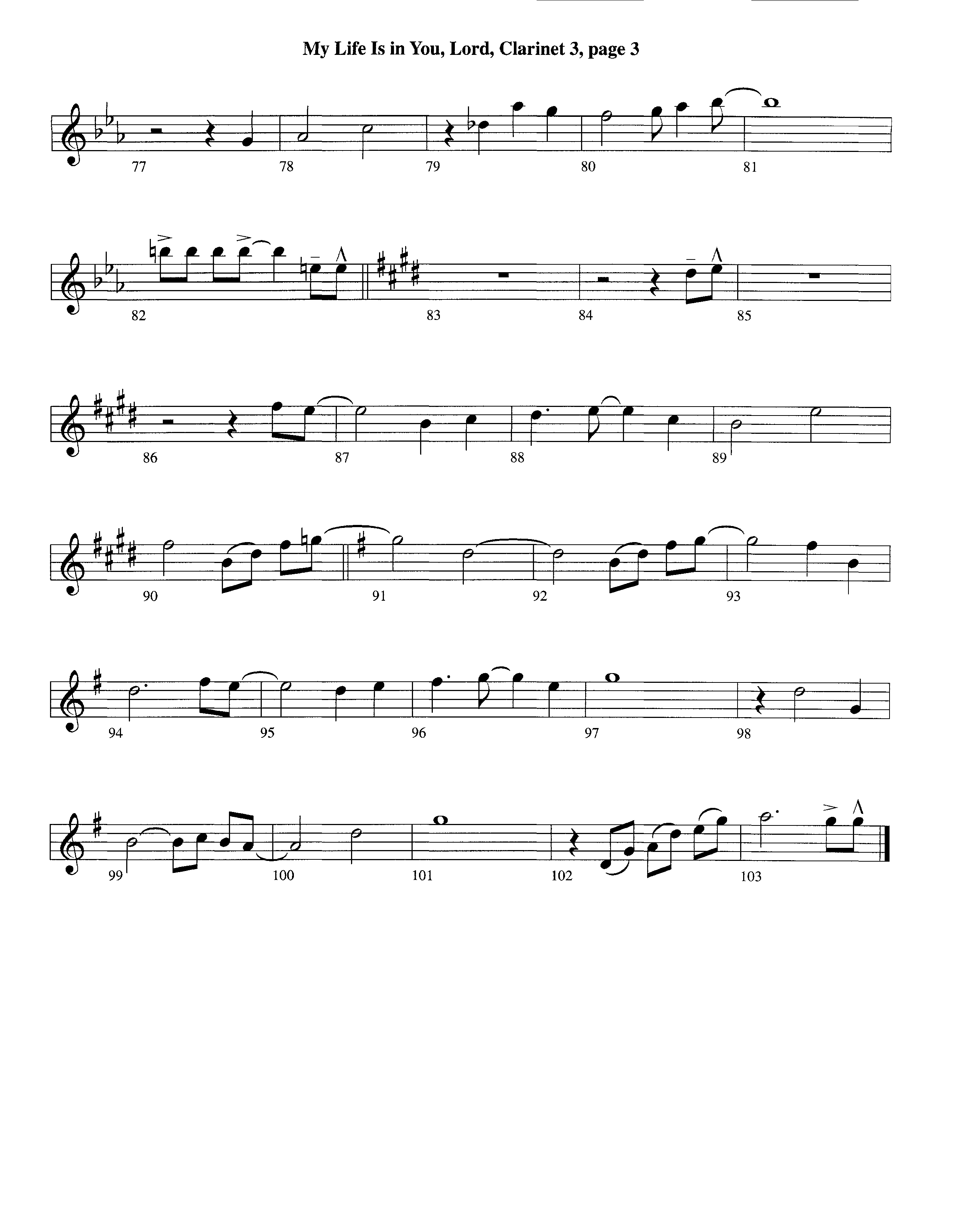 My Life Is In You (Instrumental) Clarinet 3 (Lifeway Worship / Arr. Richard Kingsmore)