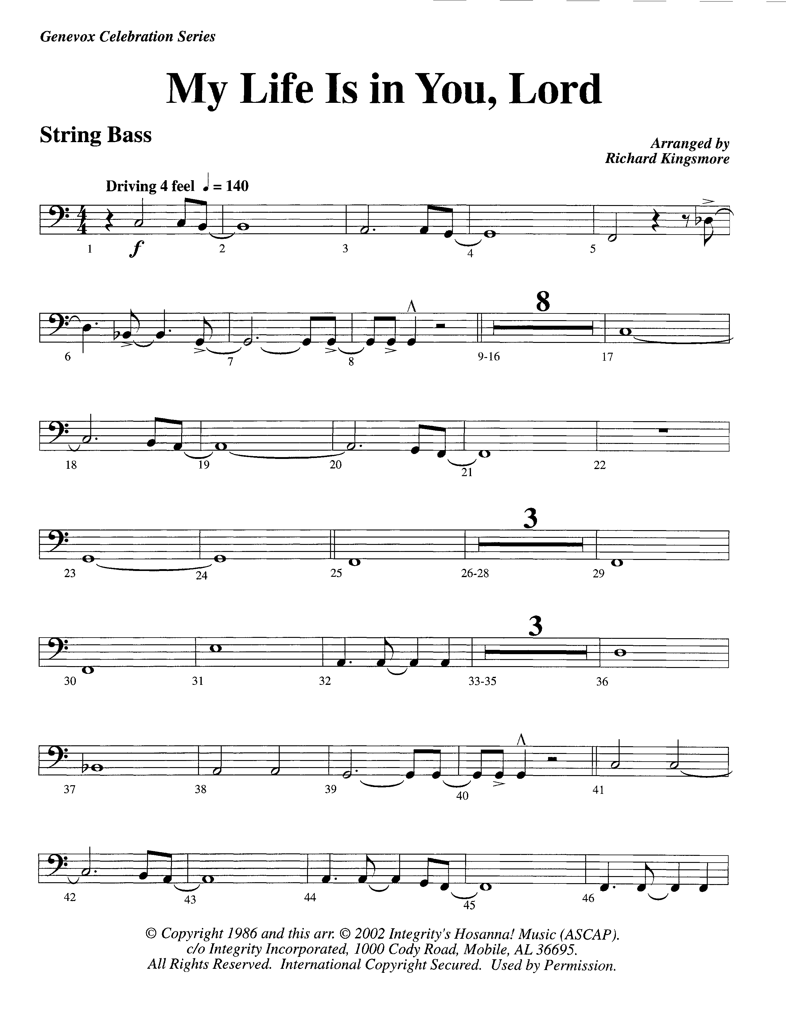 My Life Is In You (Instrumental) Double Bass (Lifeway Worship / Arr. Richard Kingsmore)